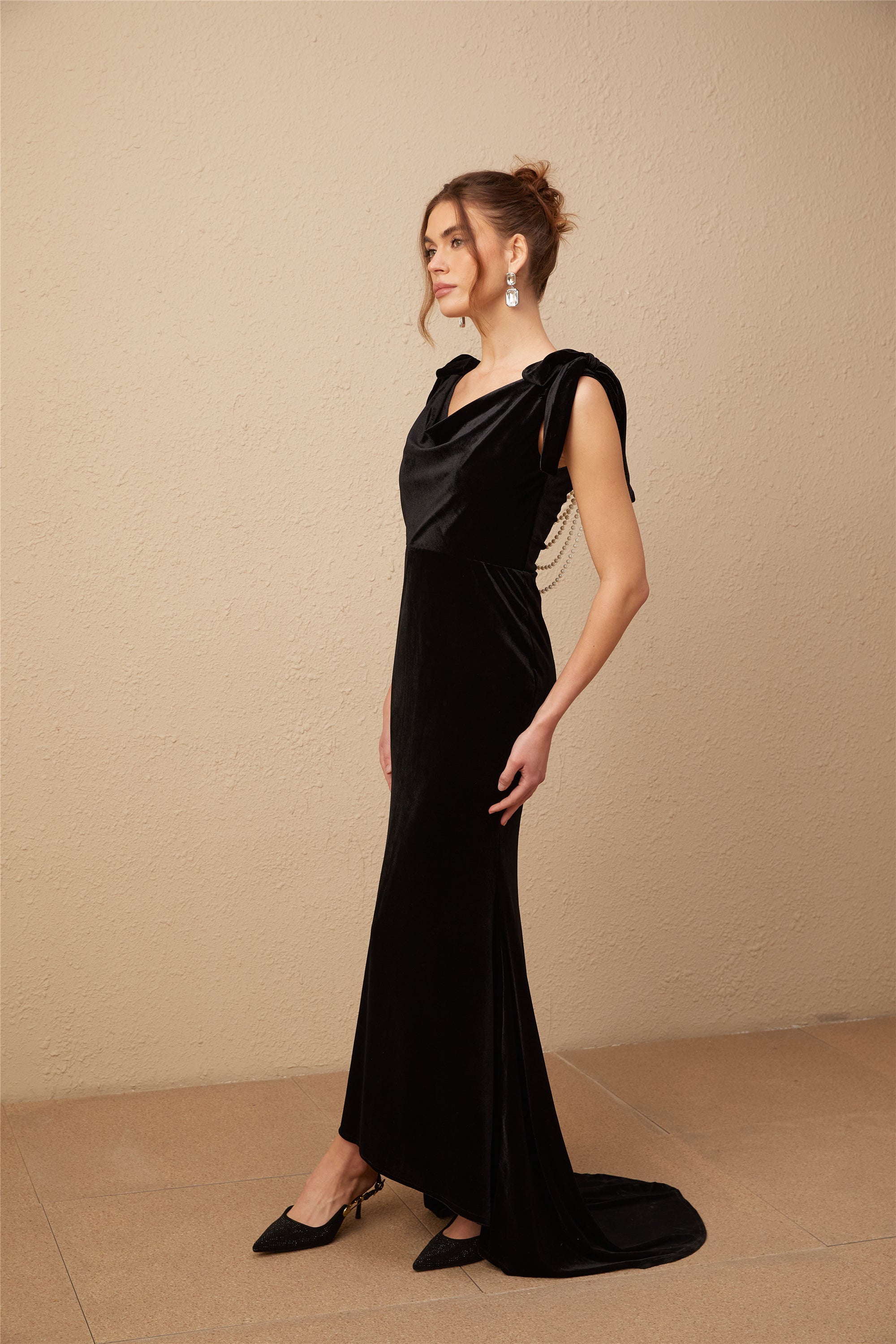 Audrey embellished velvet open-back maxi dress (Final Sale)