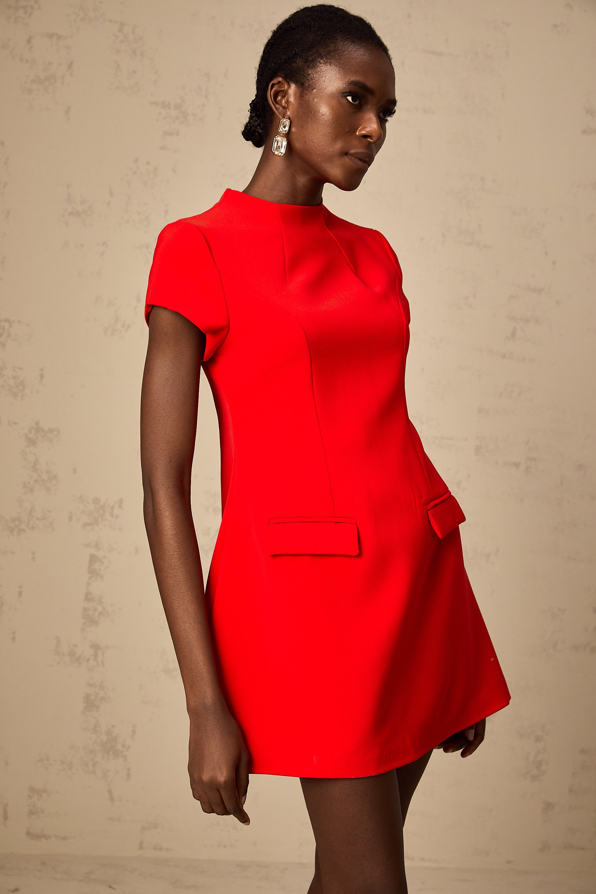 Esther red cap-sleeve mini dress (Final Sale-US Only)