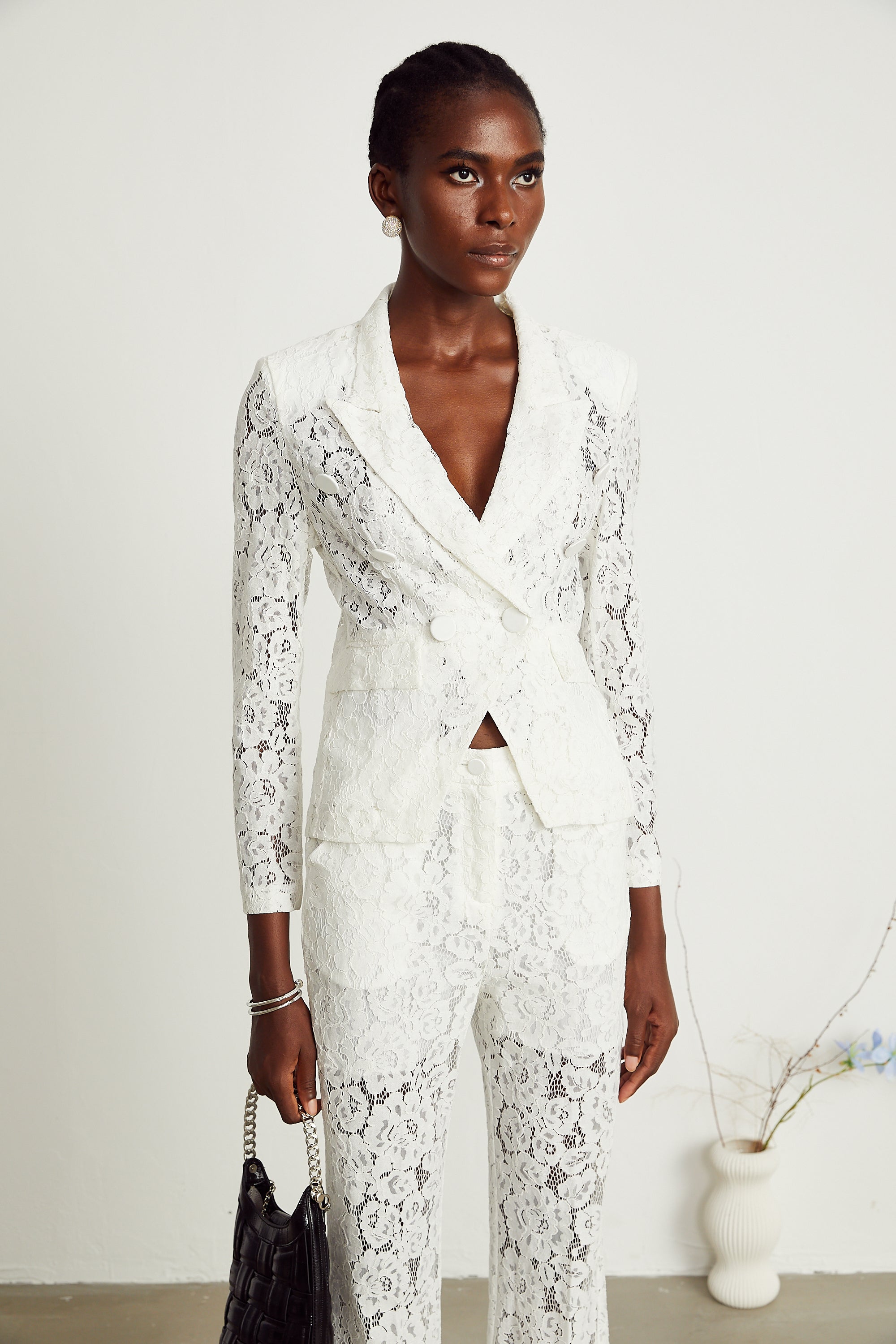 Zoé Sheer Lace Blazer & Trousers Matching Set (Final Sale-US Only)