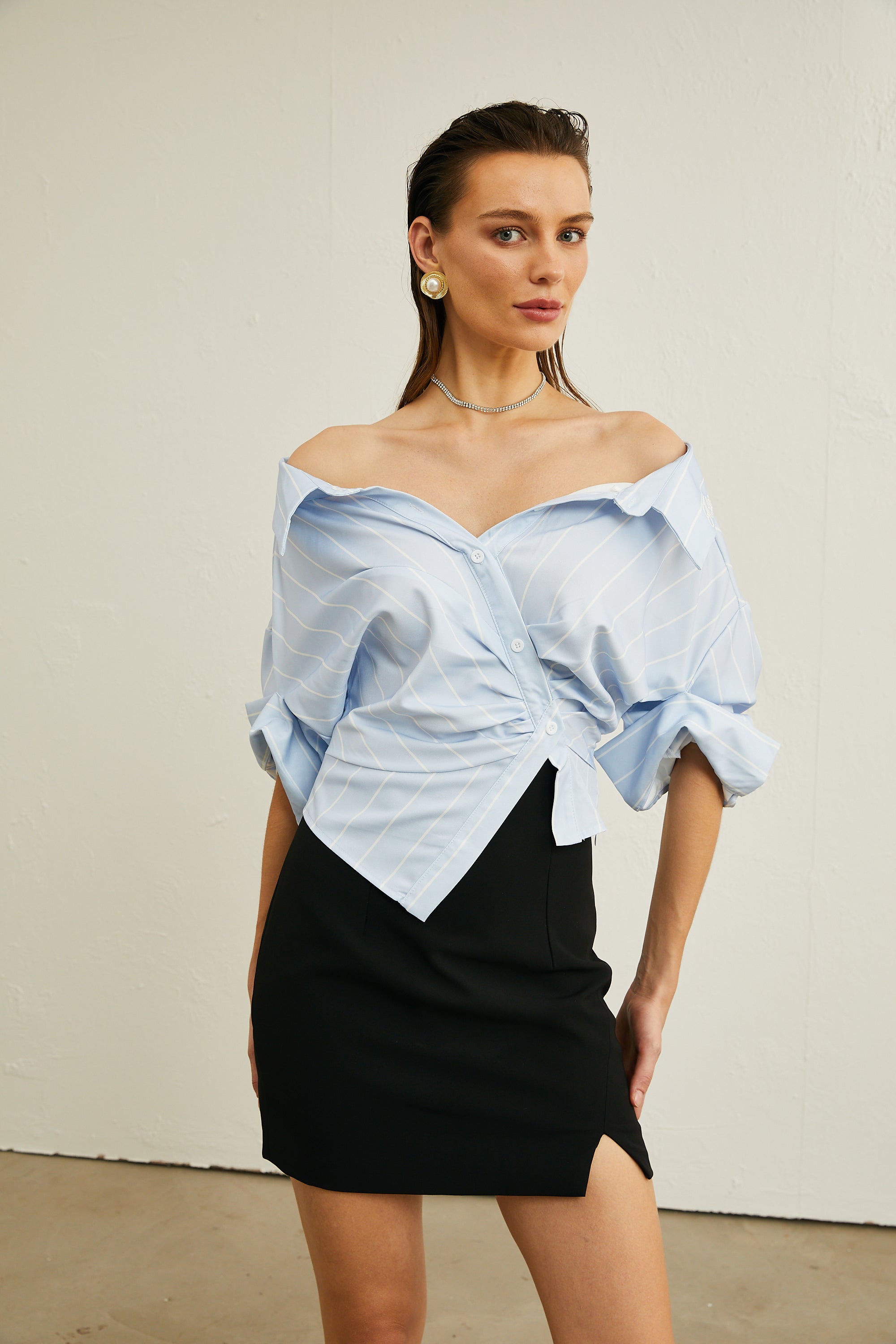 Striped Off-Shoulder Blouse