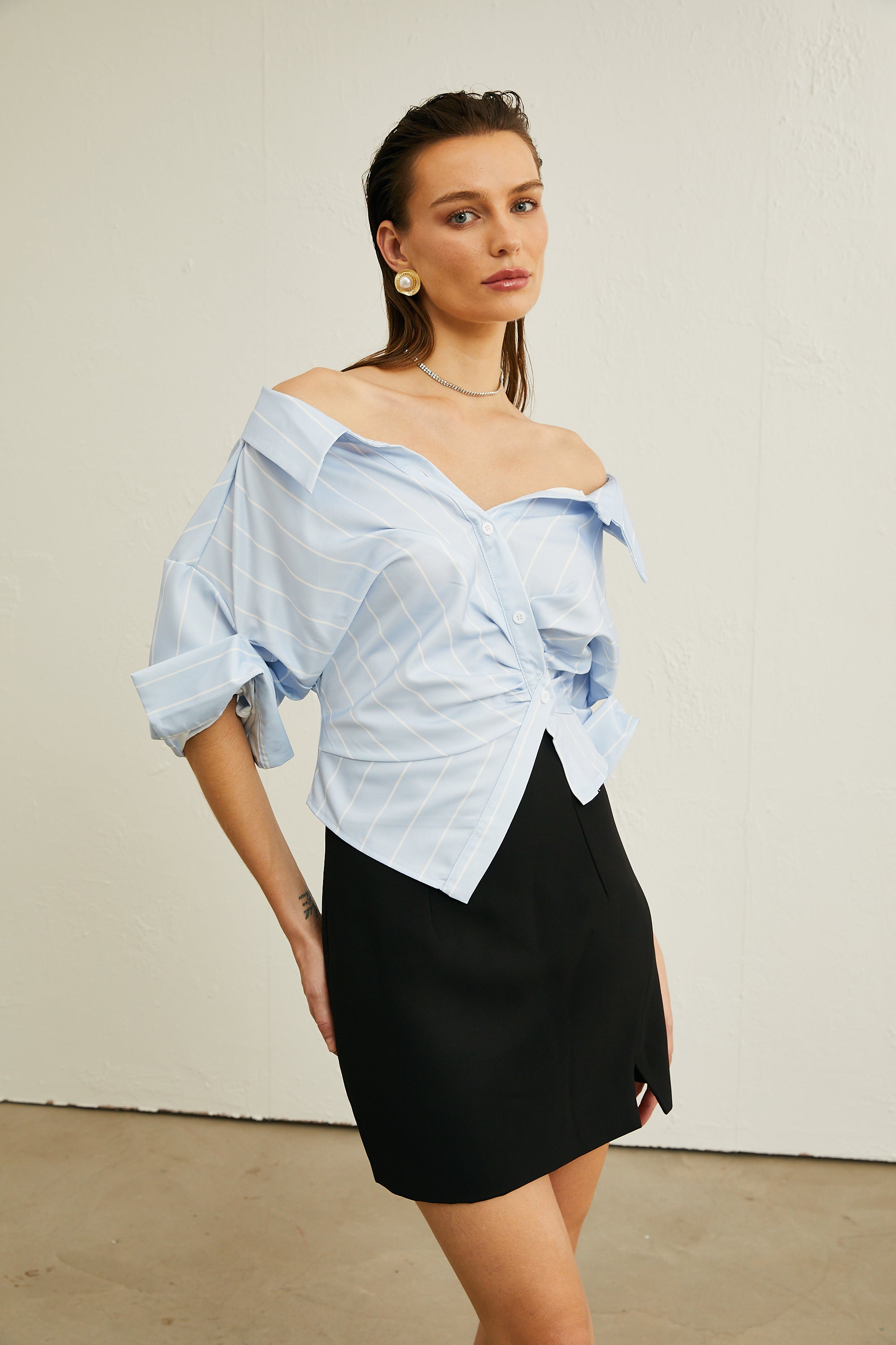 Striped Off-Shoulder Blouse