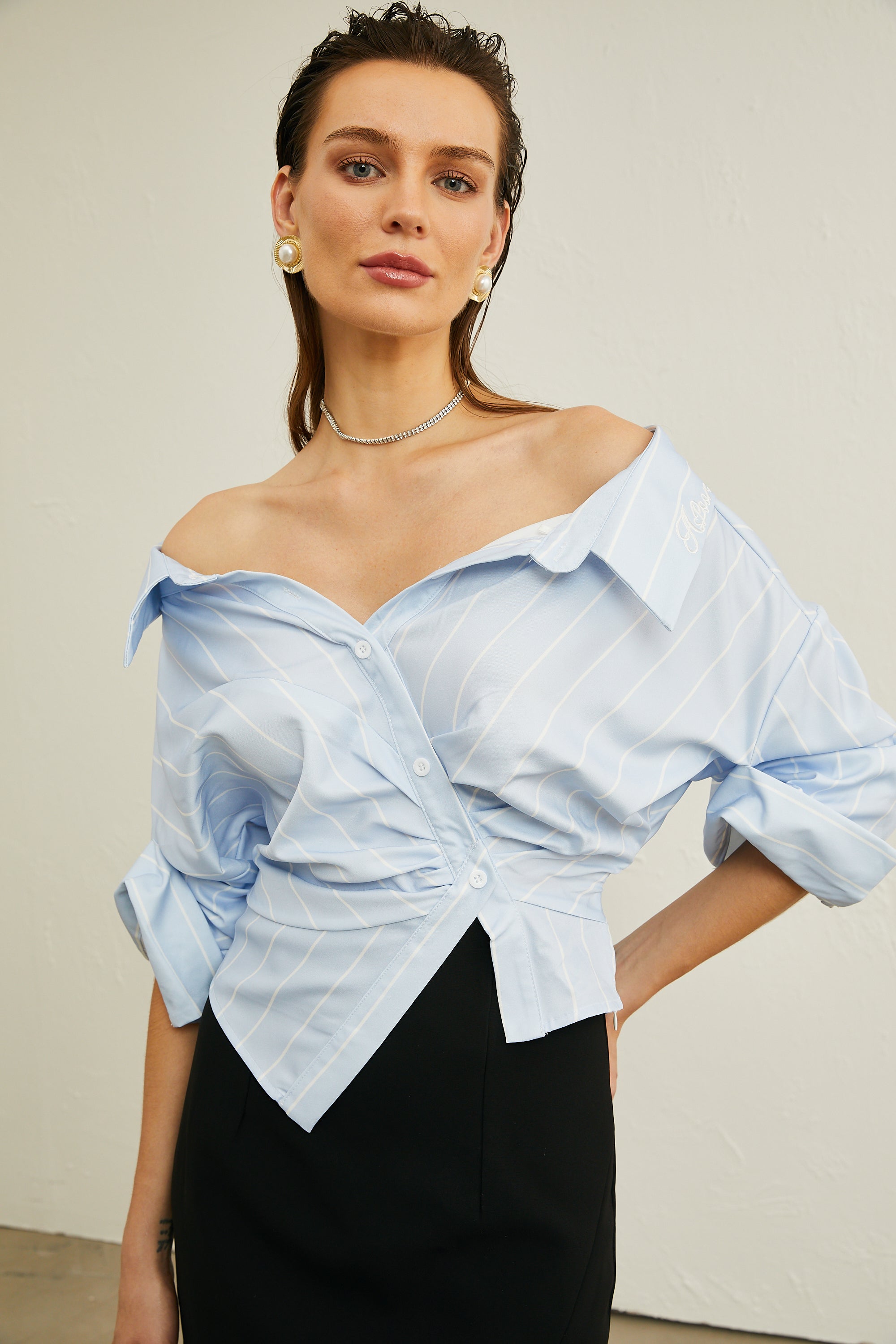 Striped Off-Shoulder Blouse