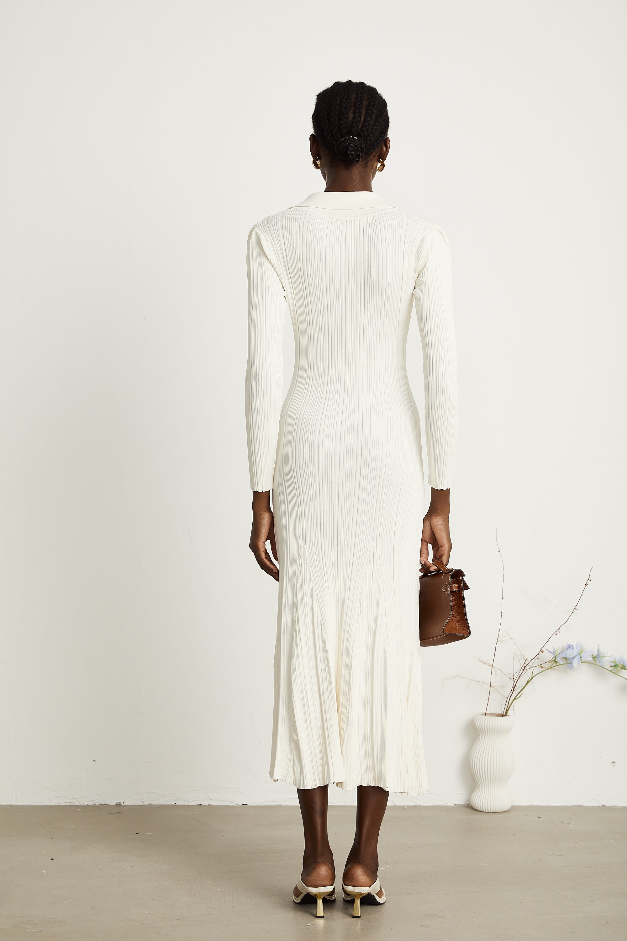 Nouria white mermaid-hem knit midi dress (Final Sale-US Only)