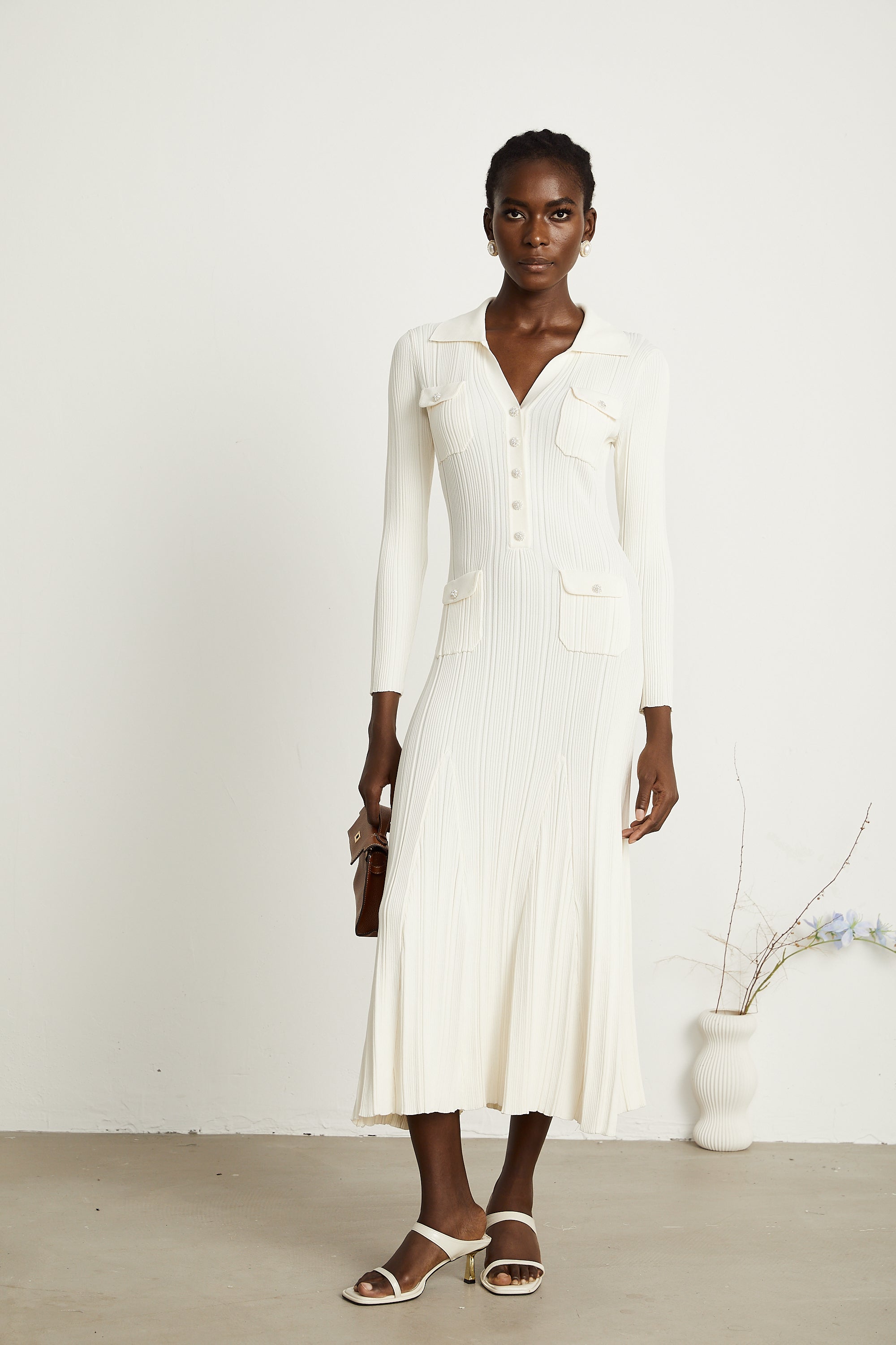 Nouria white mermaid-hem knit midi dress (Final Sale-US Only)