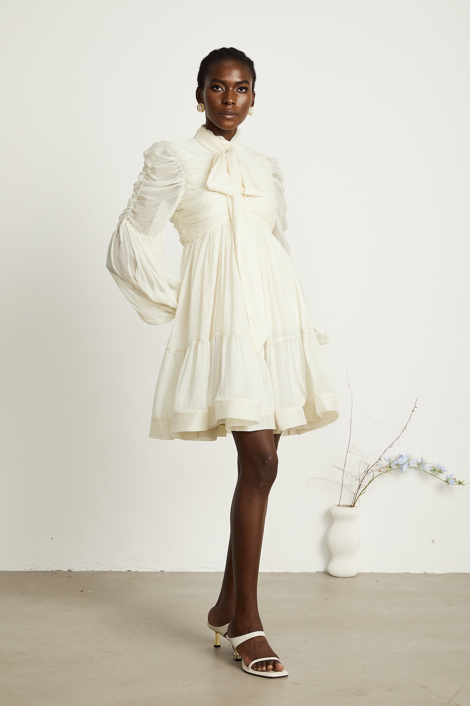 Thibaulte tuck-detail pleated tulle mini dress (Final Sale)
