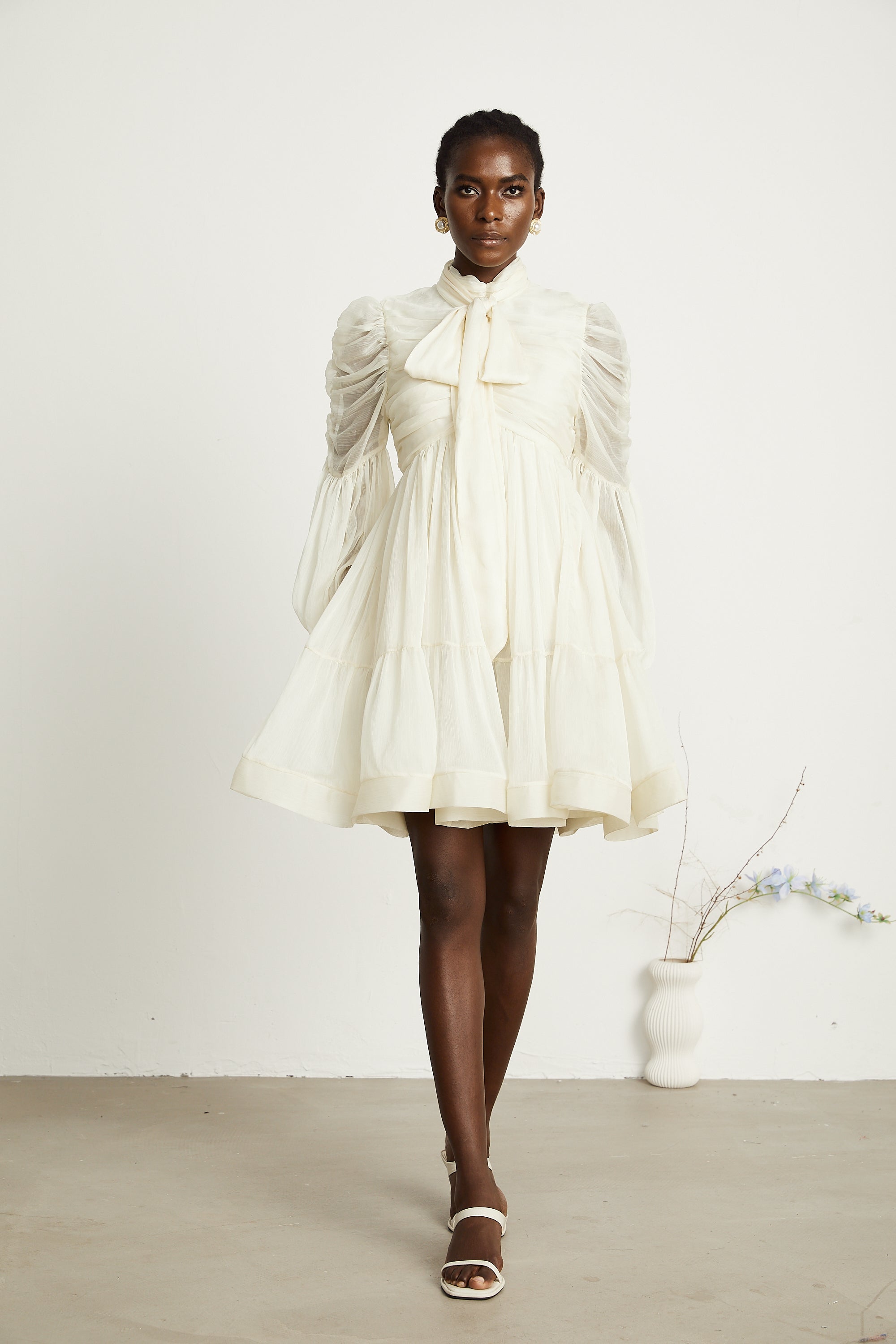 Thibaulte tuck-detail pleated tulle mini dress (Final Sale)