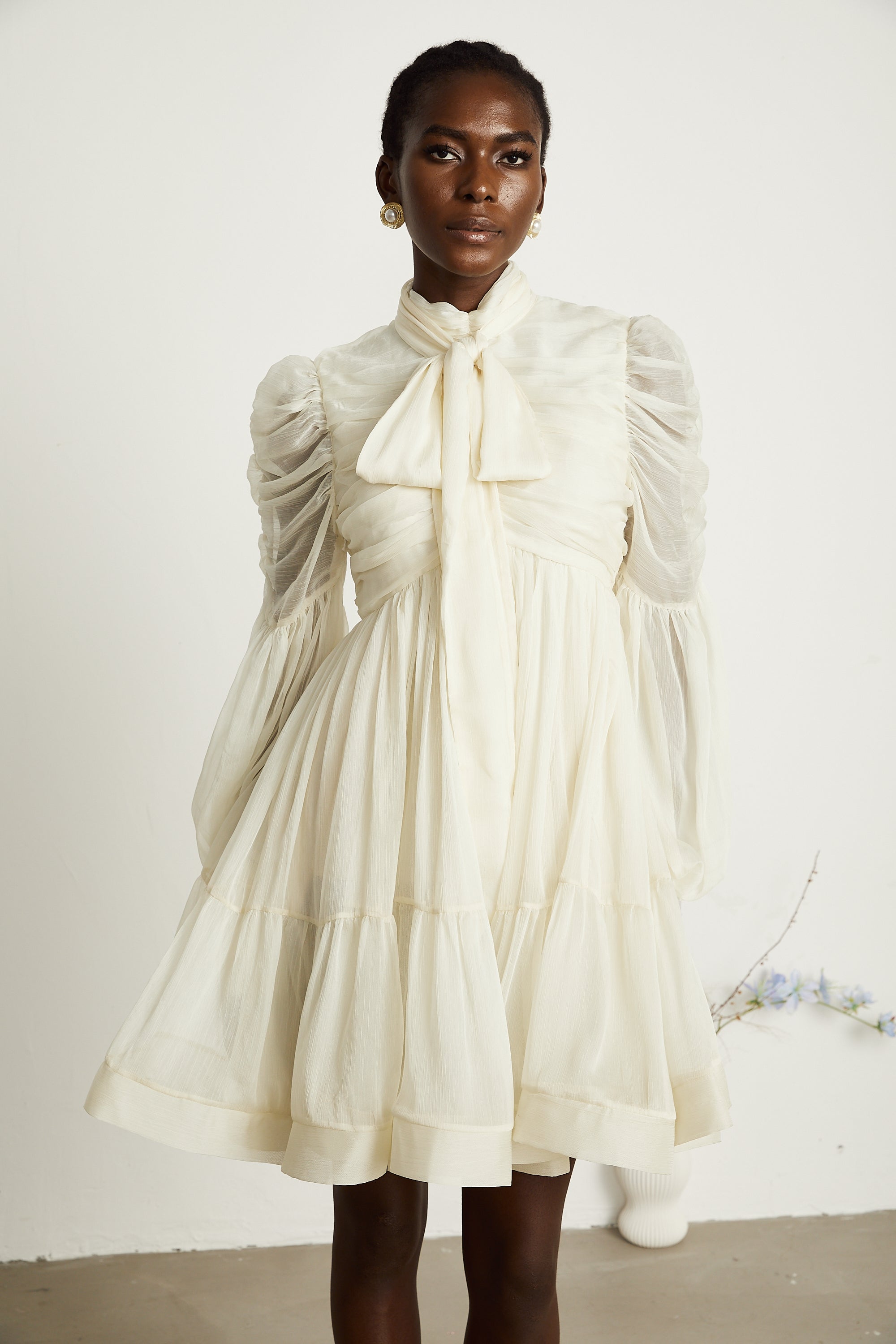 Thibaulte tuck-detail pleated tulle mini dress (Final Sale)