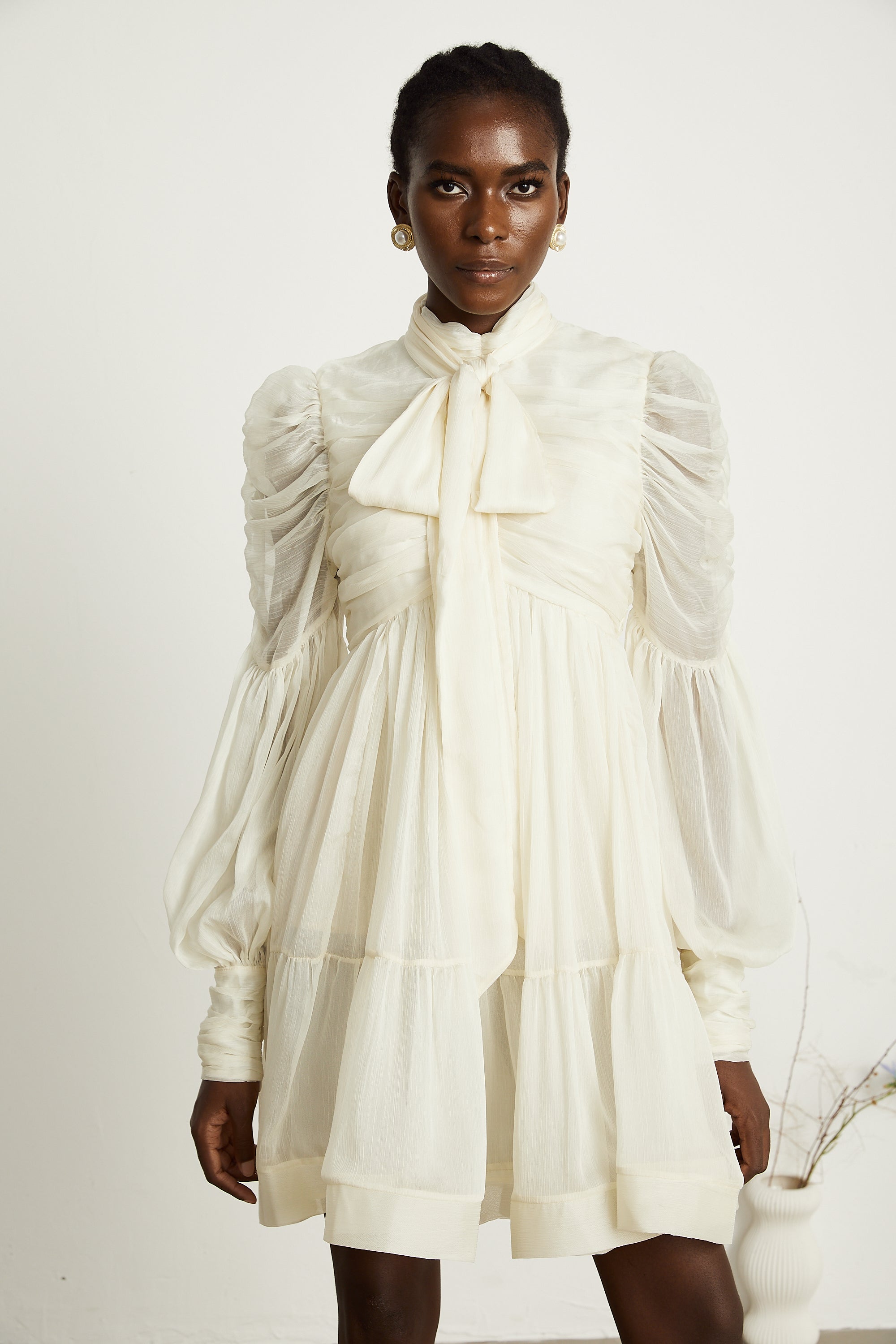 Thibaulte tuck-detail pleated tulle mini dress (Final Sale)