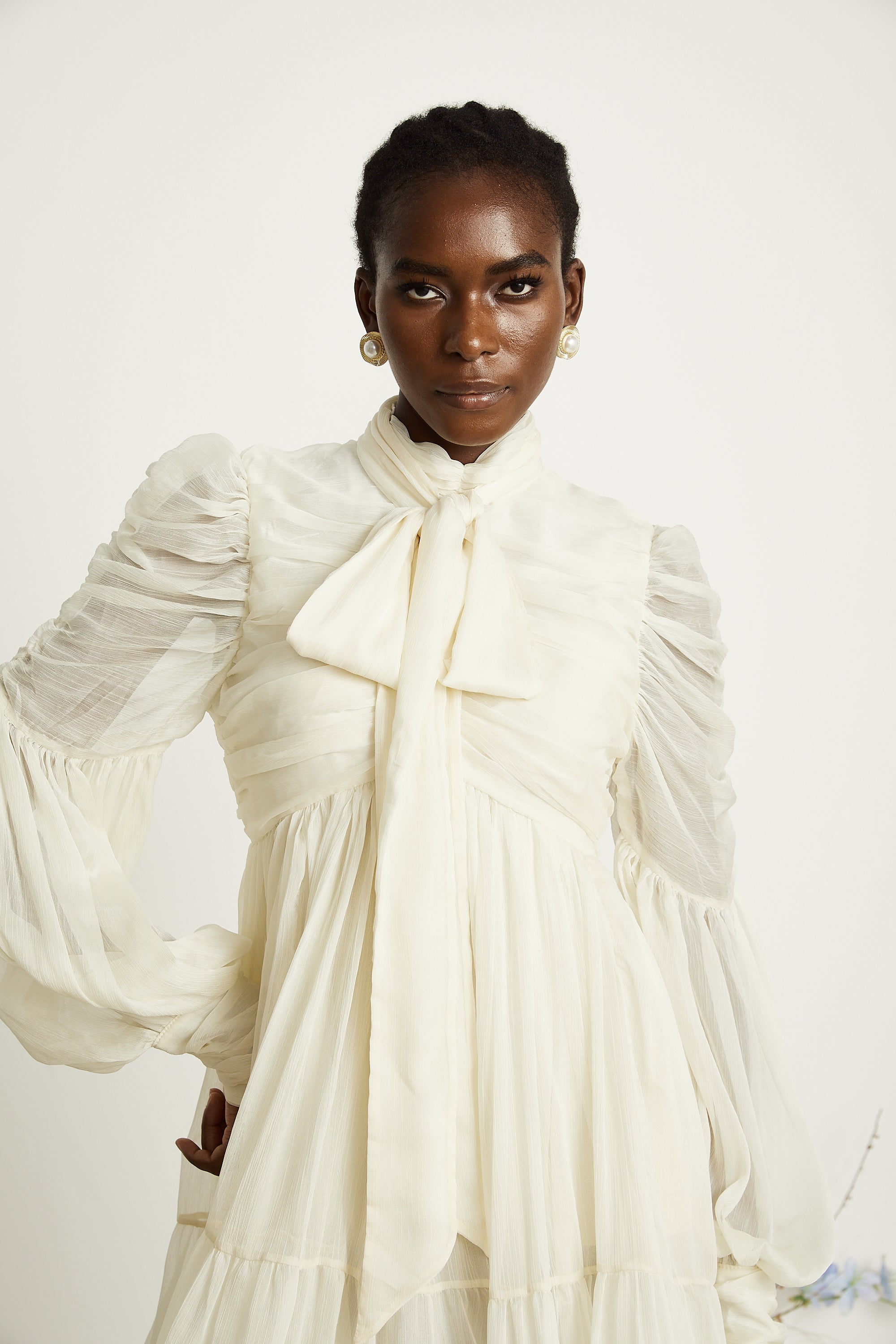 Thibaulte tuck-detail pleated tulle mini dress (Final Sale)