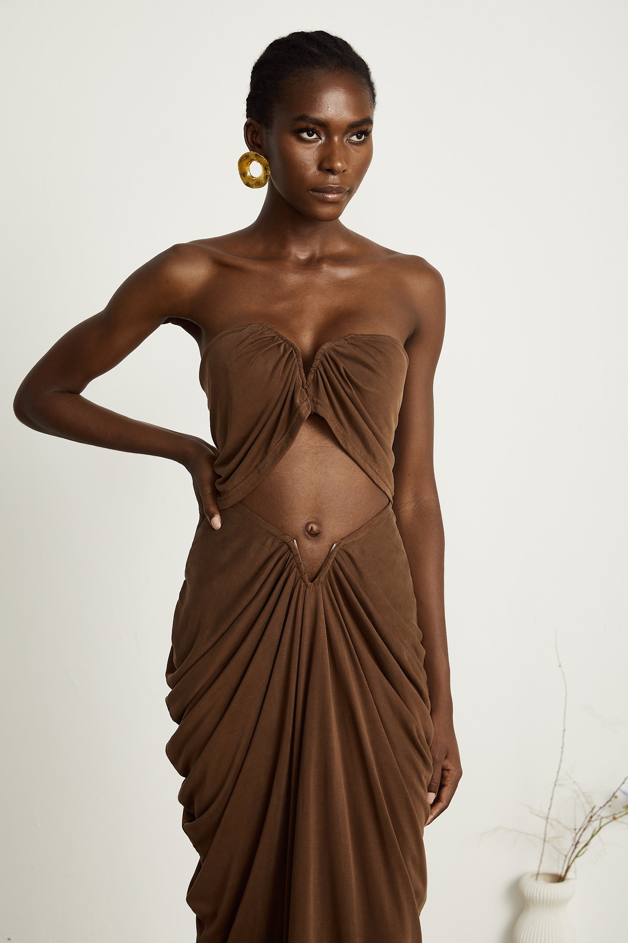 Félicité brown ruched top & skirt matching set (Final Sale-US Only)