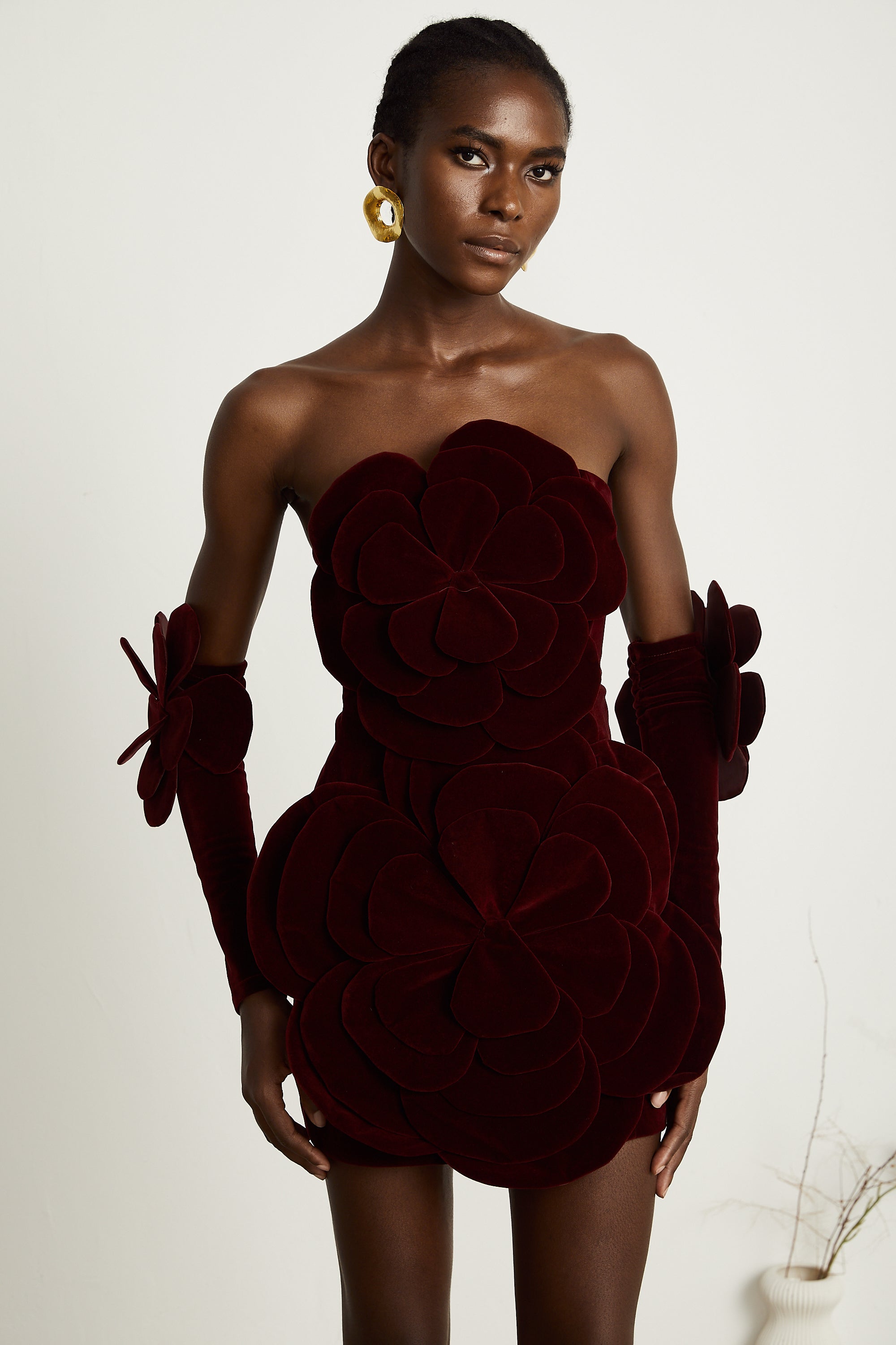 Azura Red Floral Appliqué Mini Dress (Final Sale)