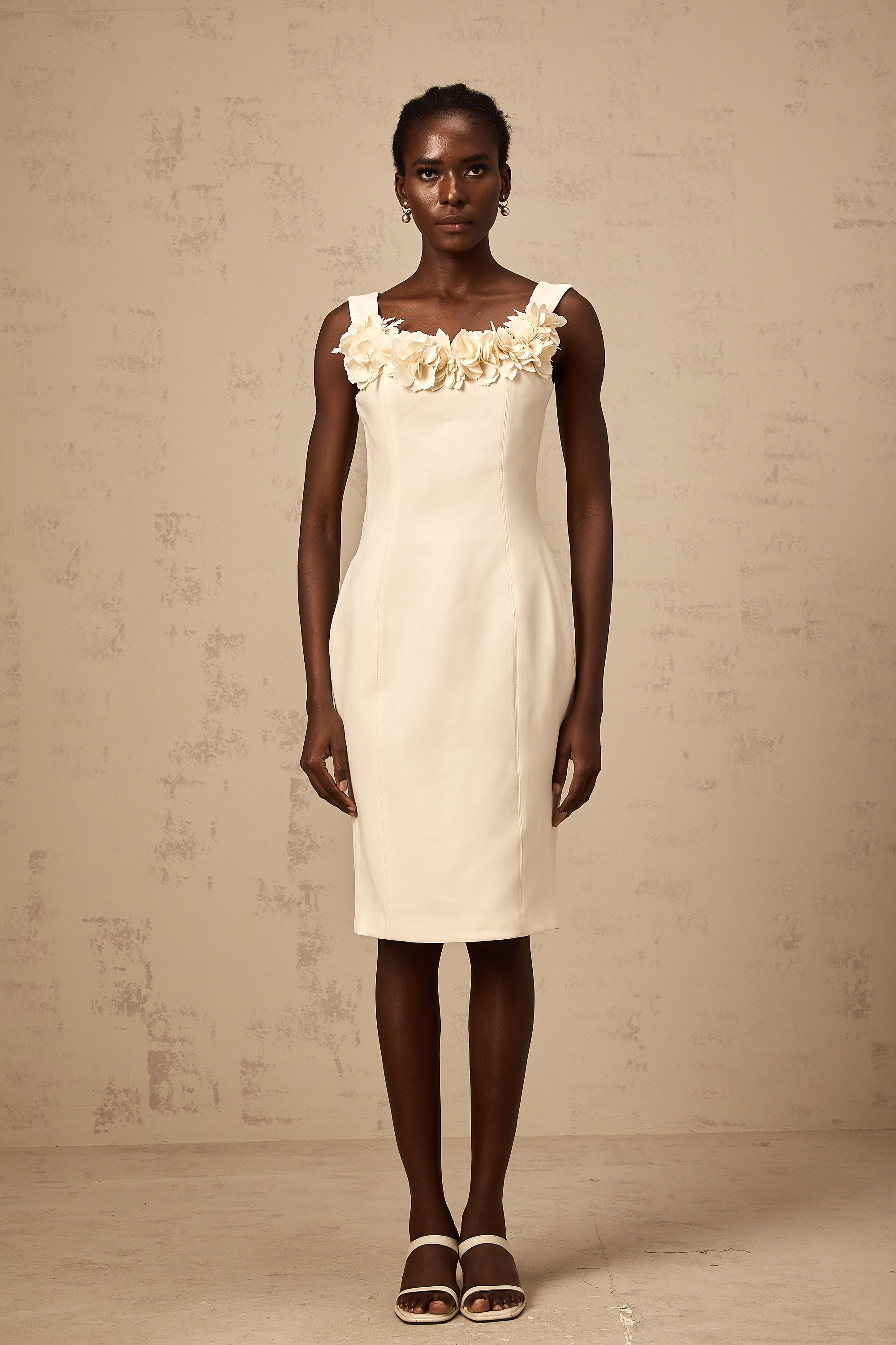 Vérane 3d-petal sleeveless midi dress (Final Sale)