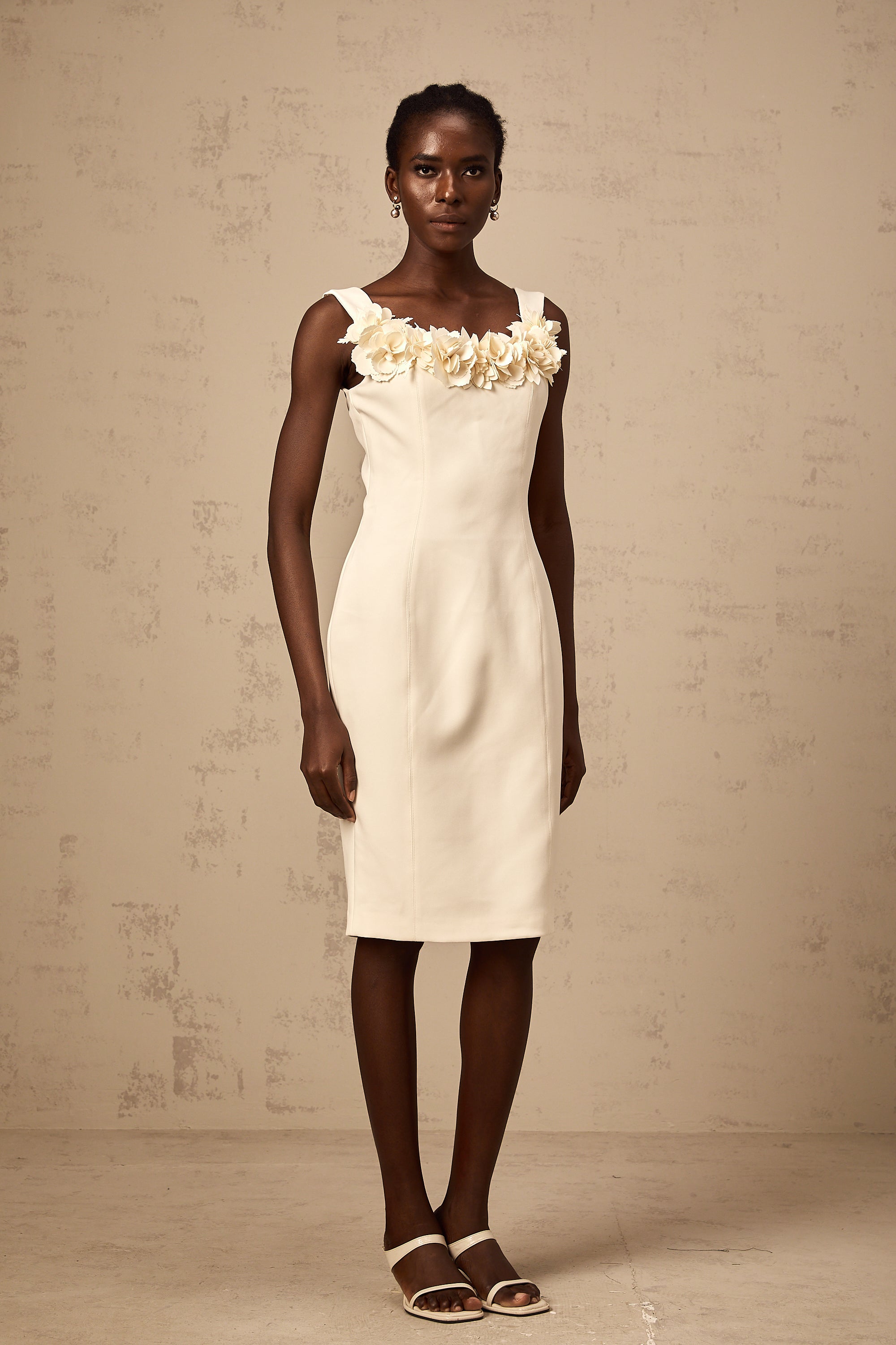 Vérane 3d-petal sleeveless midi dress (Final Sale)