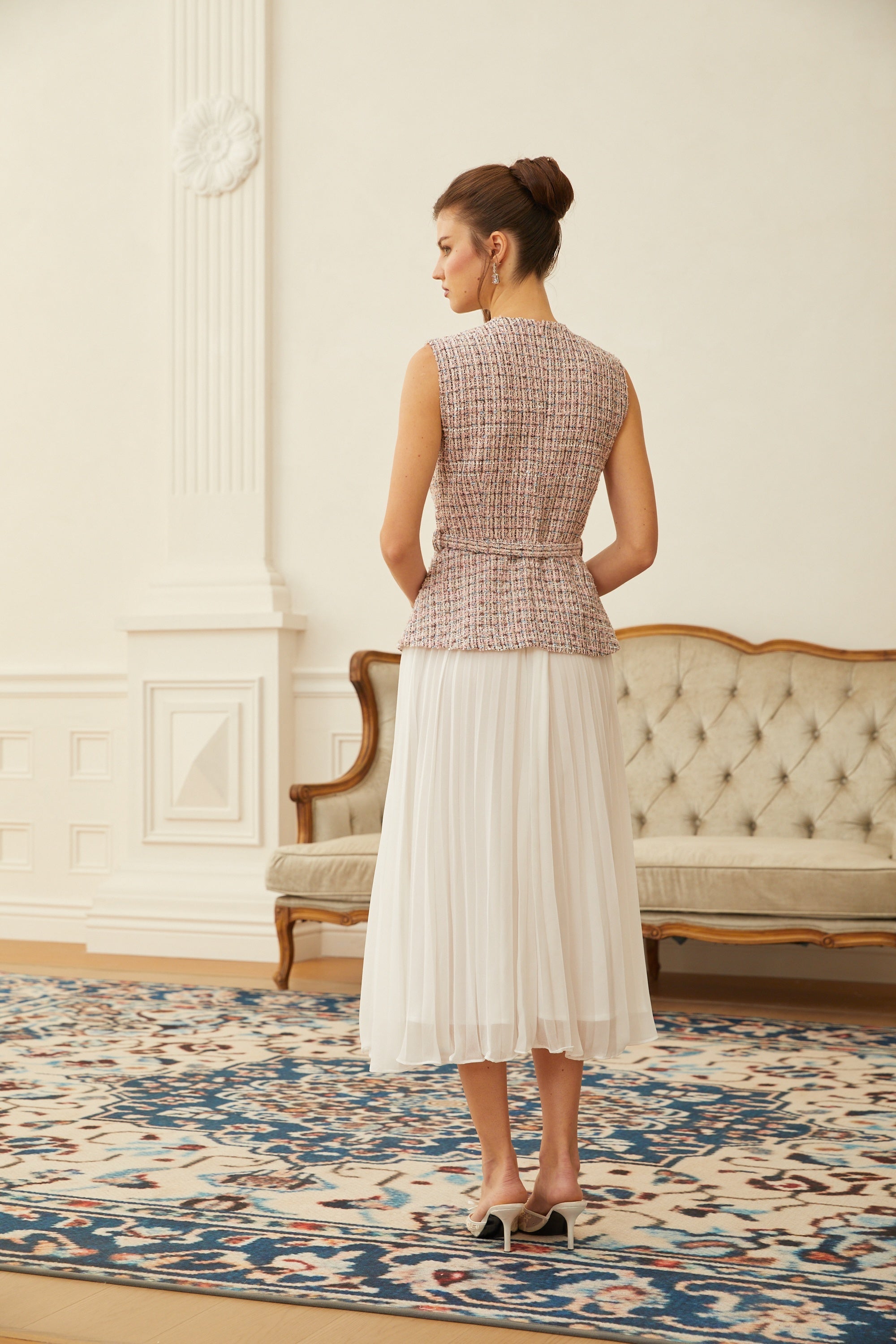 Lola Pink Embellished Tweed Panel Midi Dress (Final Sale-US Only)