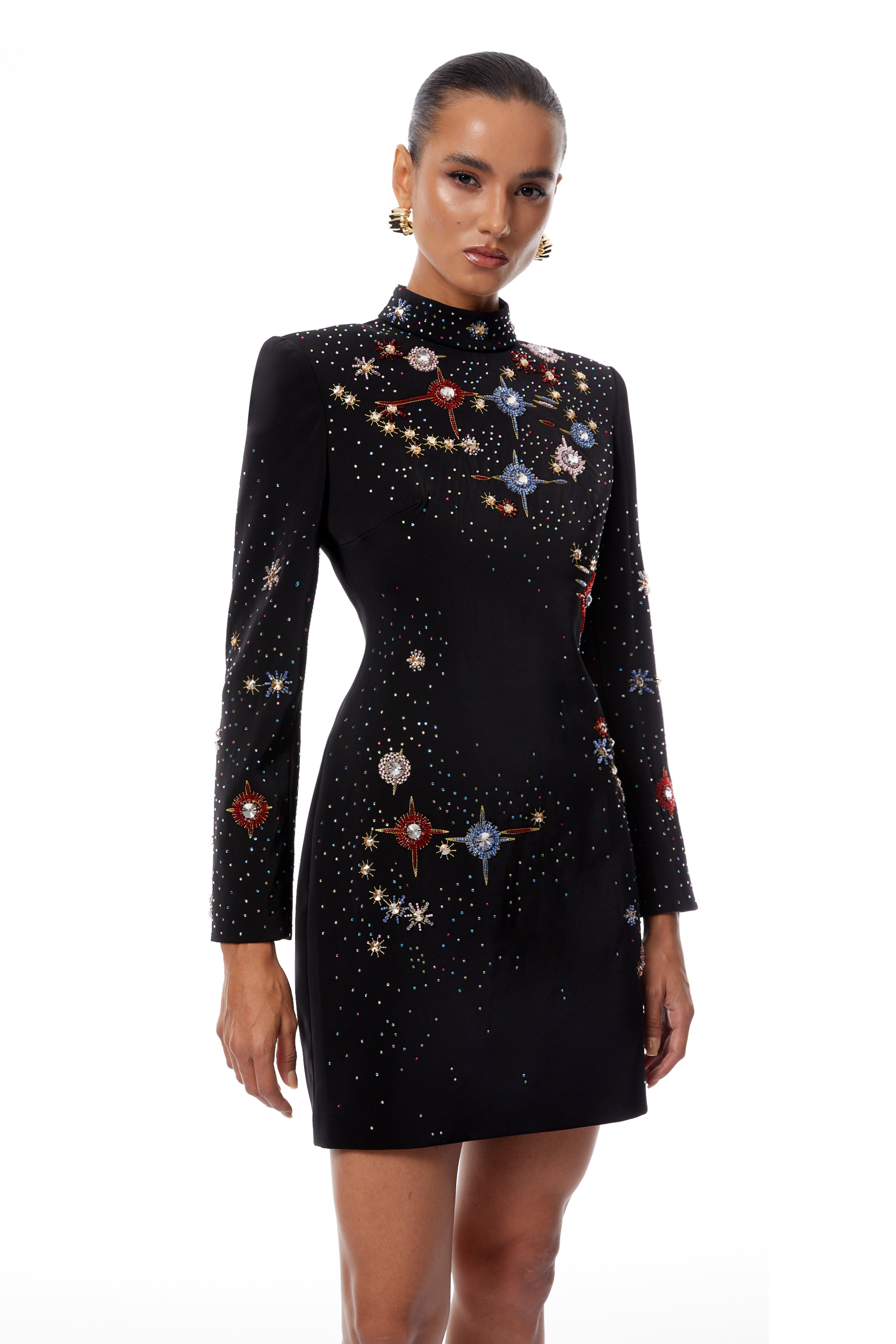 Mini-robe Rosaria Black ornée d'un motif constellation (Vente définitive)