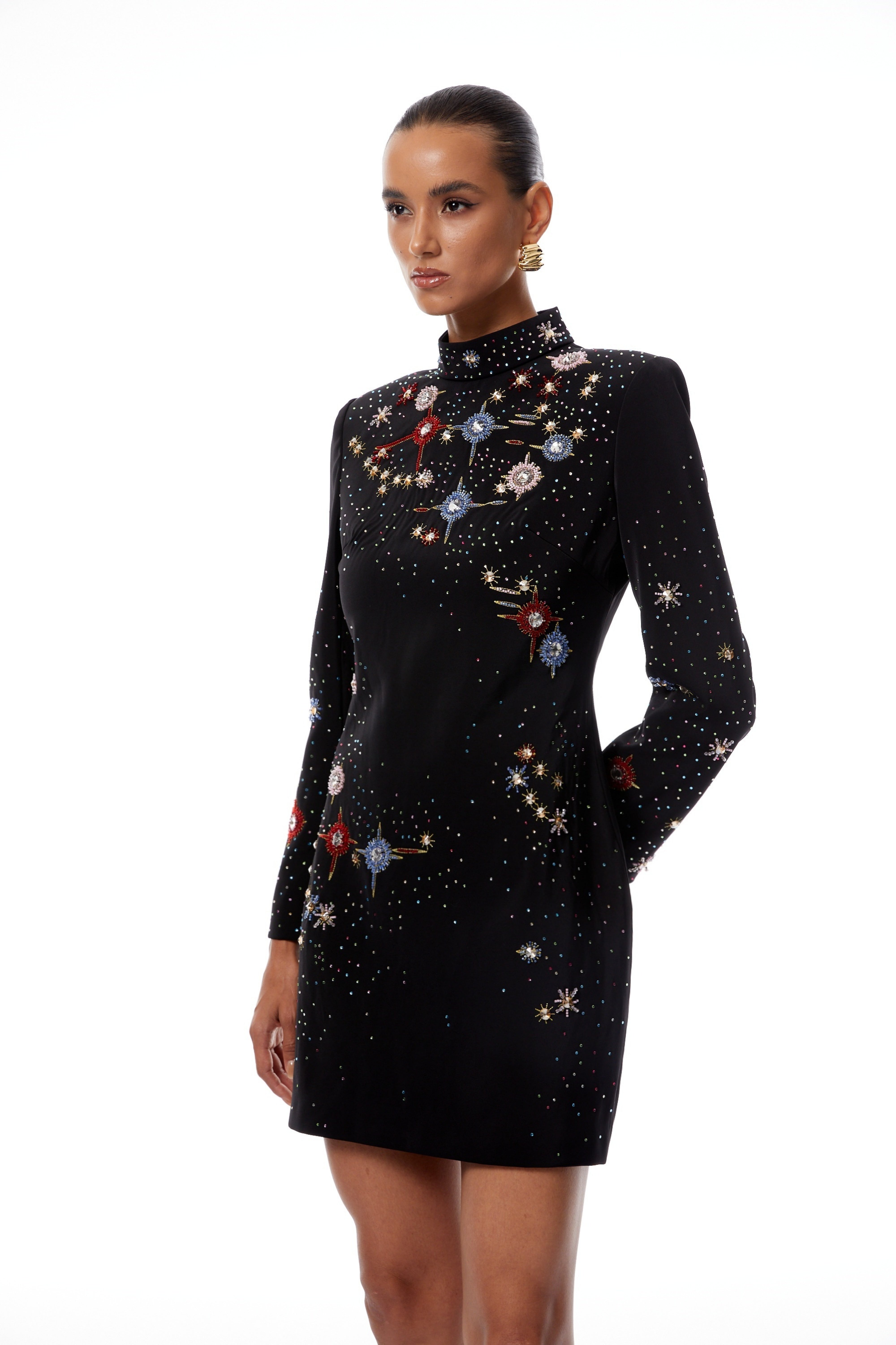 Mini-robe Rosaria Black ornée d'un motif constellation (Vente définitive)