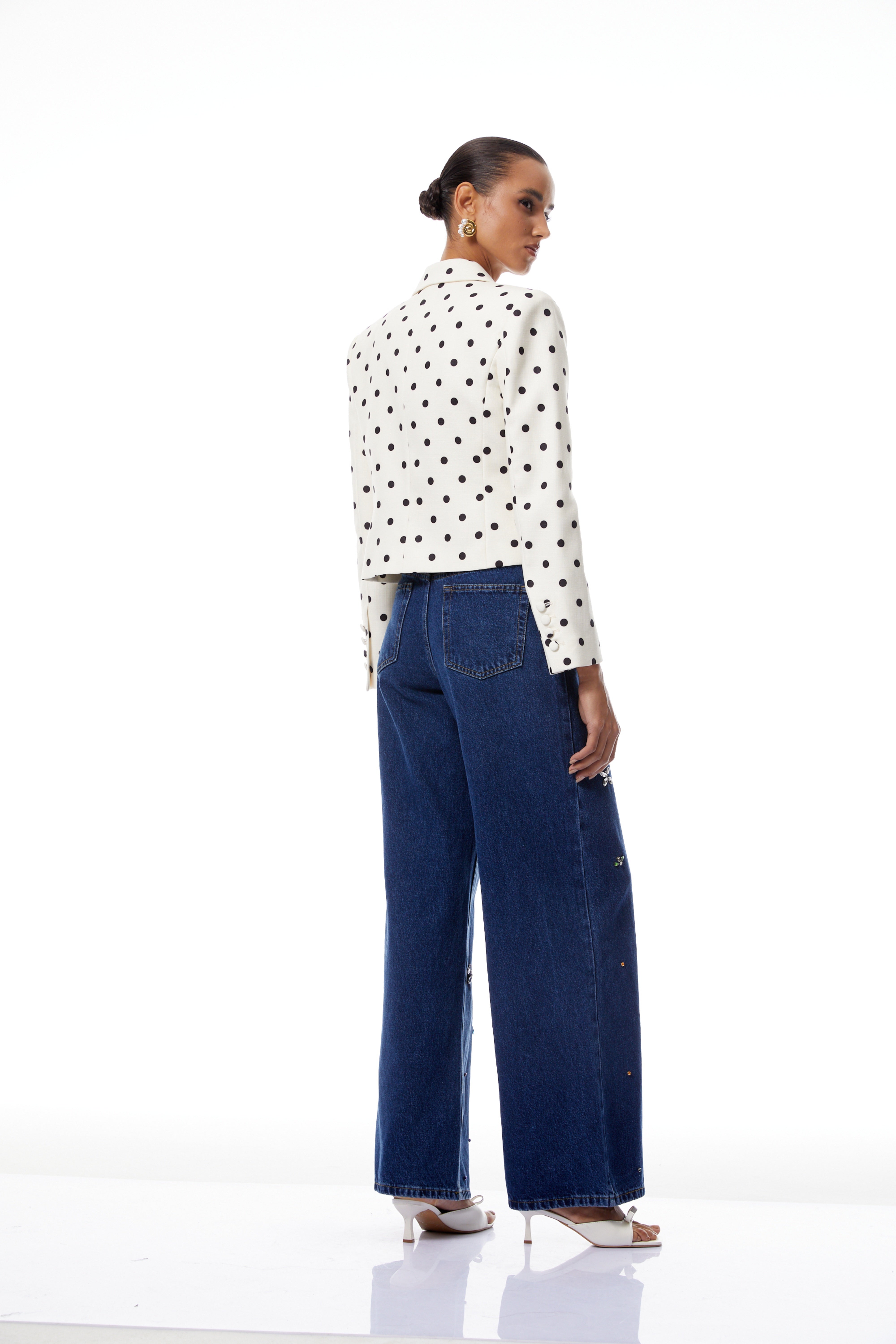 Valentine White Bowknot Polka Dot Short Jacket (Final Sale-US Only)