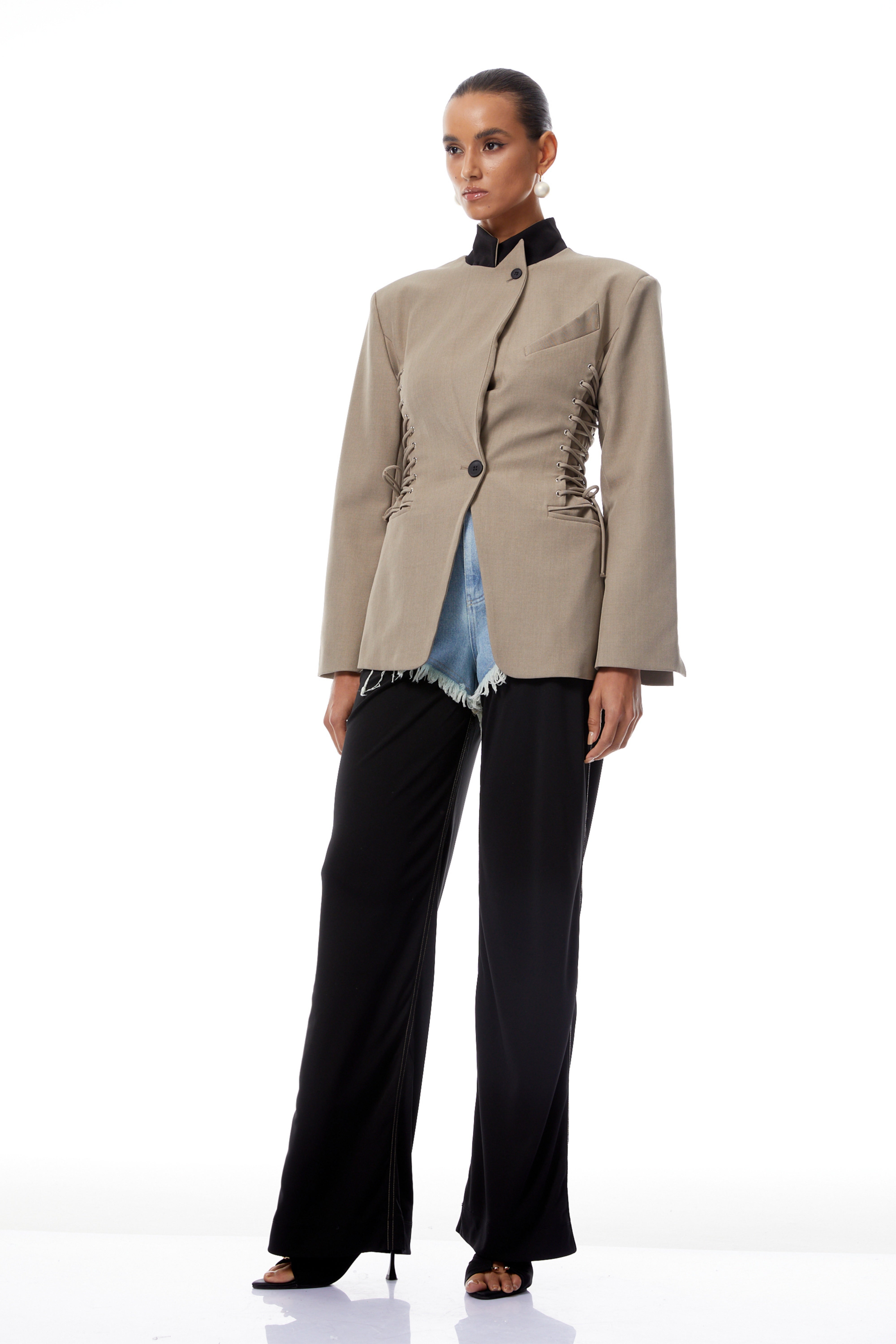 Blazer à simple boutonnage et lacets Éliane Grey