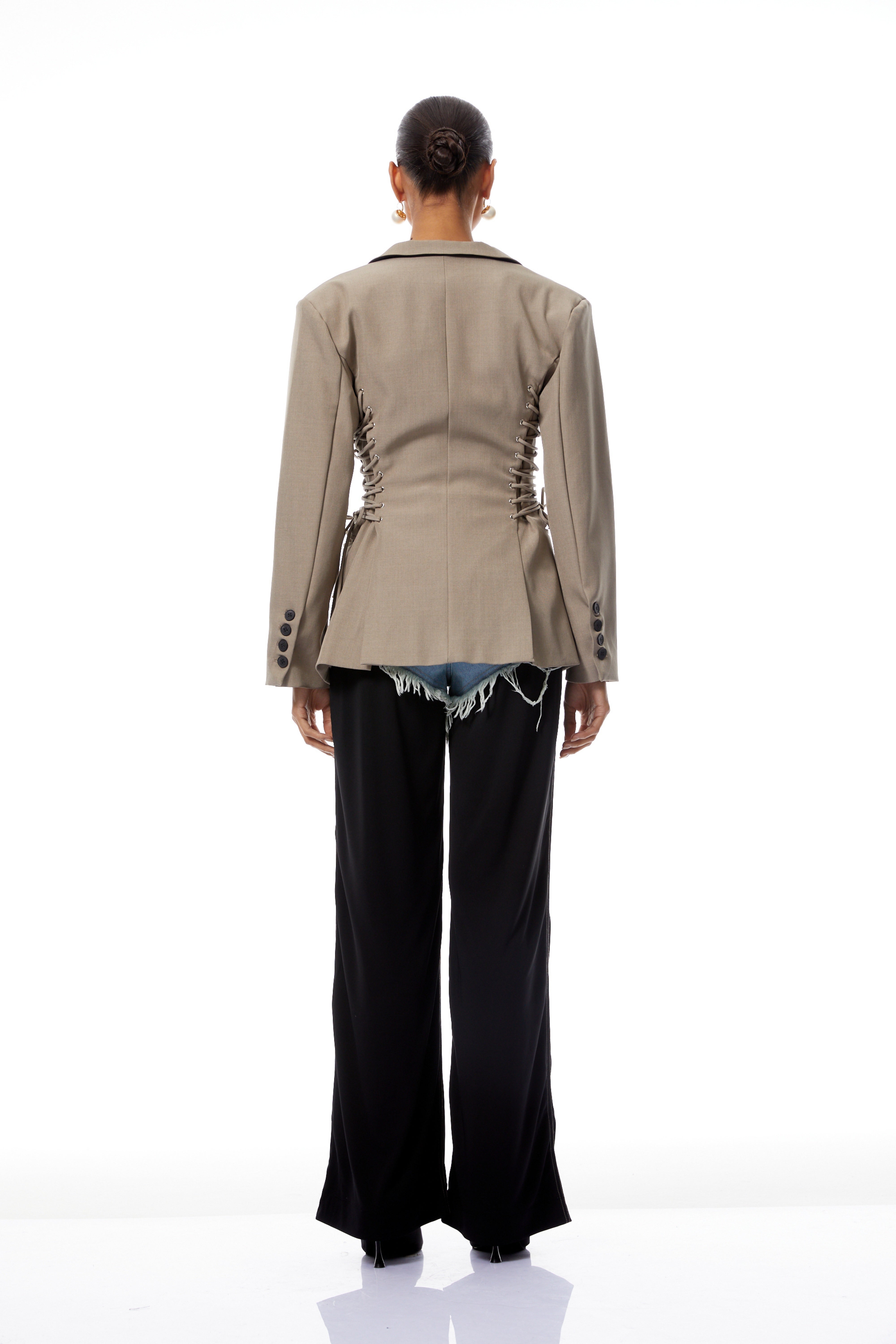Blazer à simple boutonnage et lacets Éliane Grey