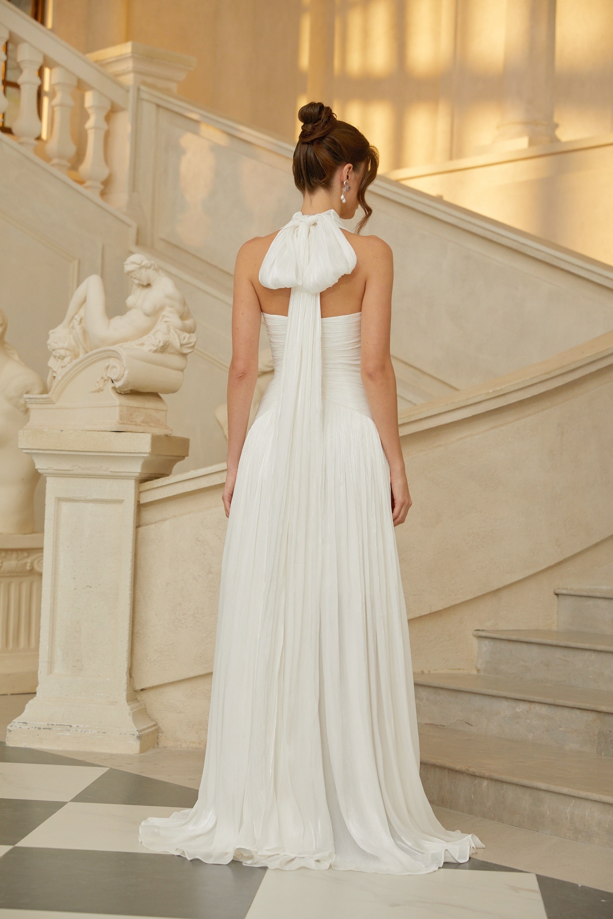 White Gathered Maxi Dress
