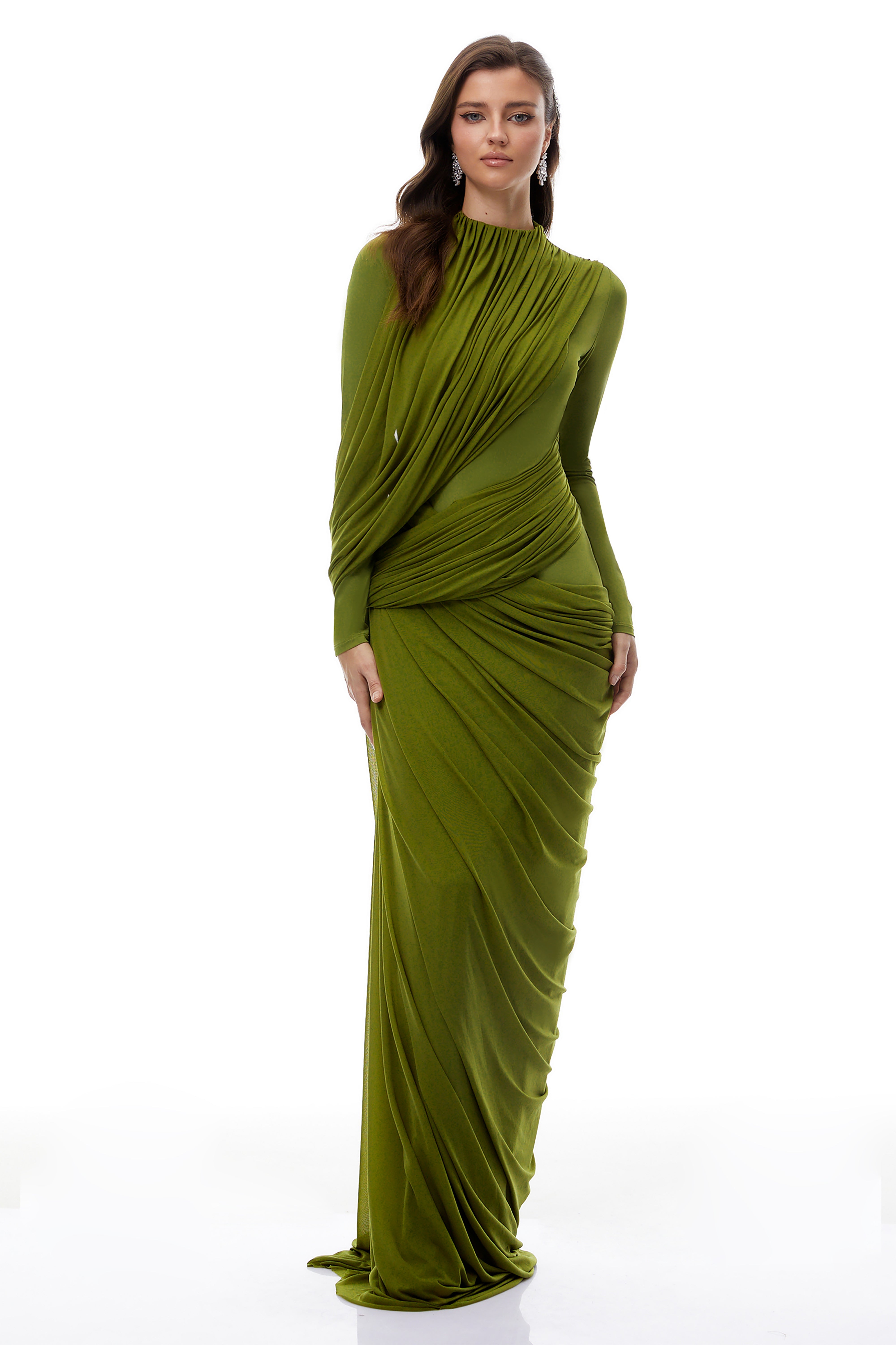 Robe drapée à fronces asymétriques