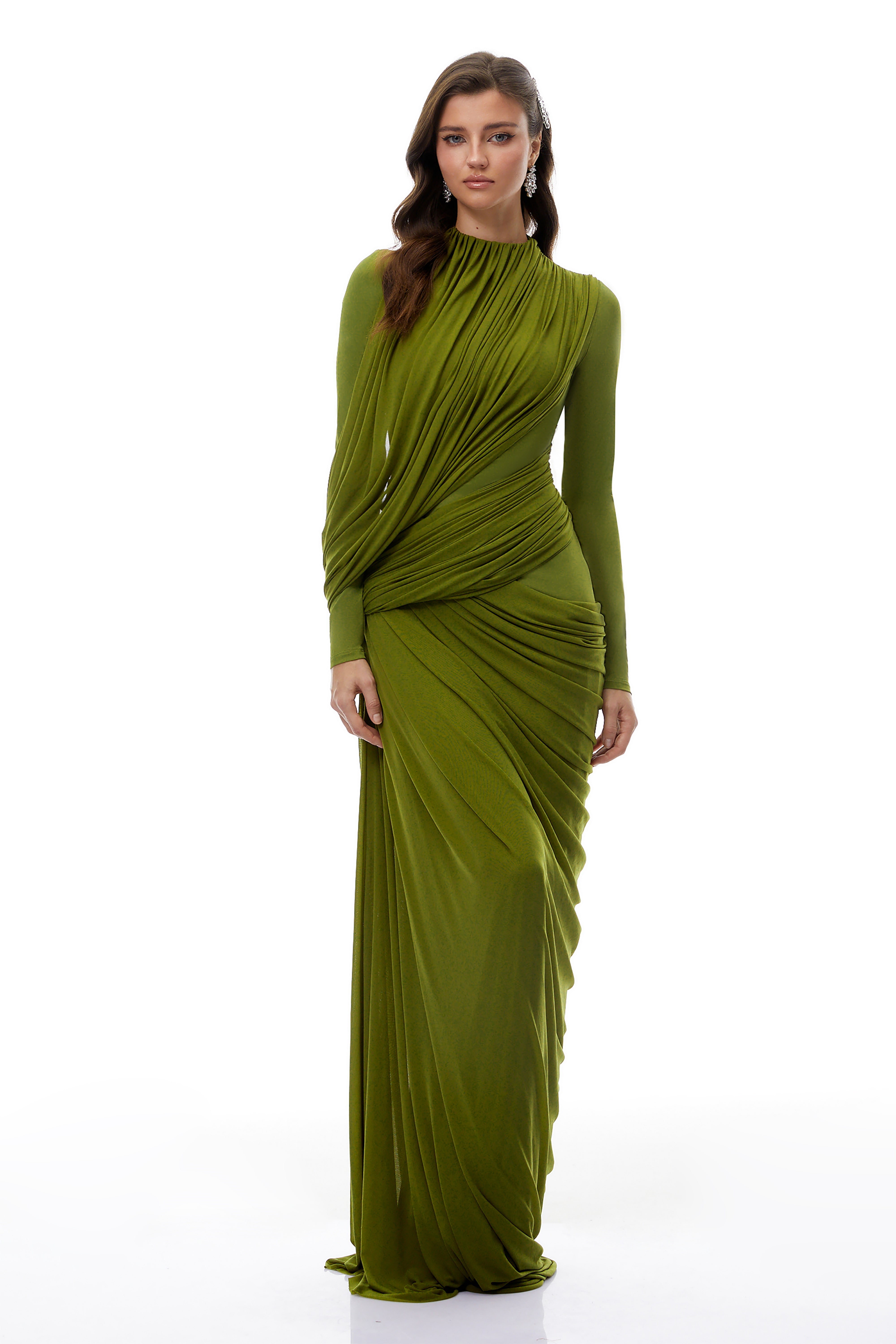 Robe drapée à fronces asymétriques