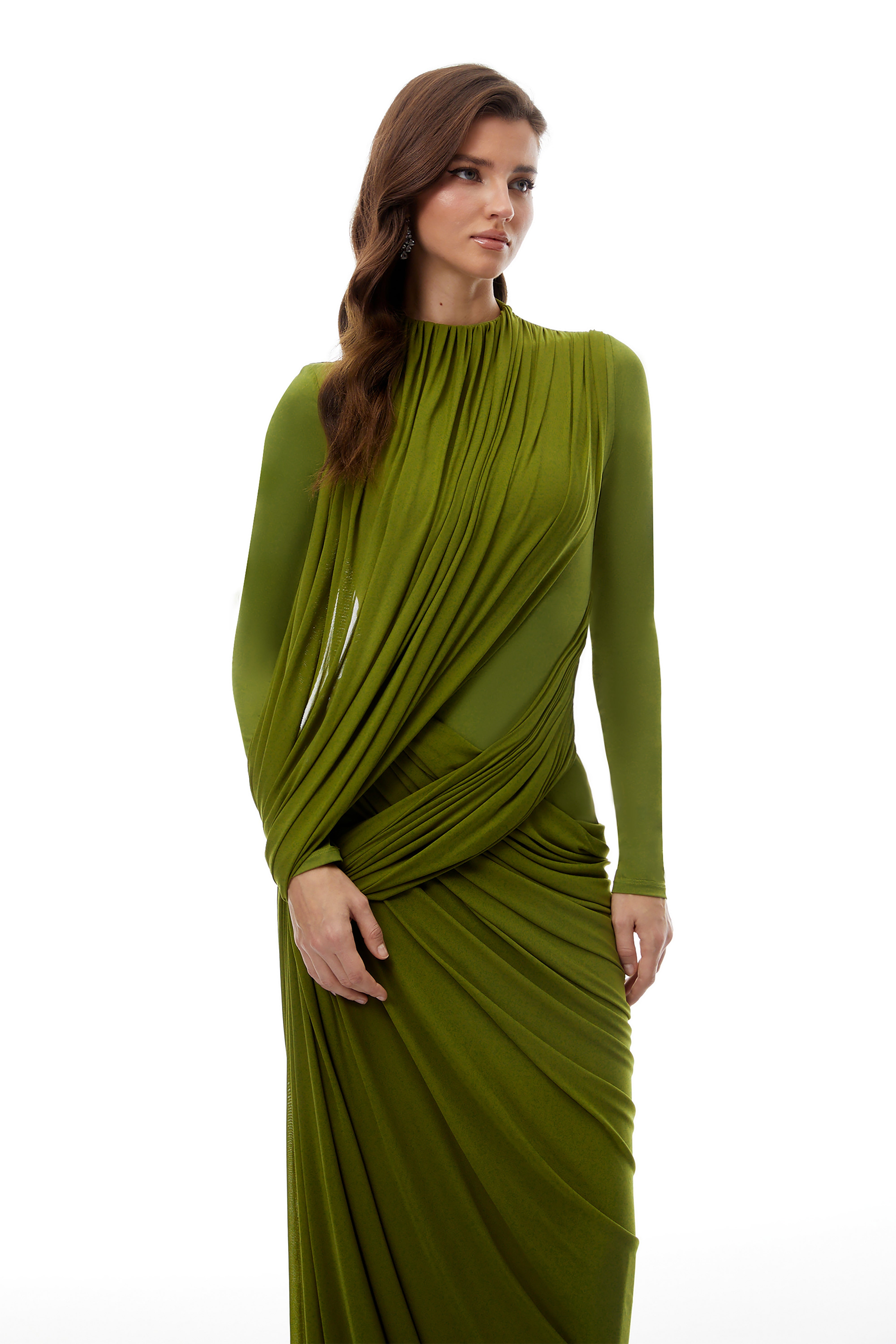 Robe drapée à fronces asymétriques