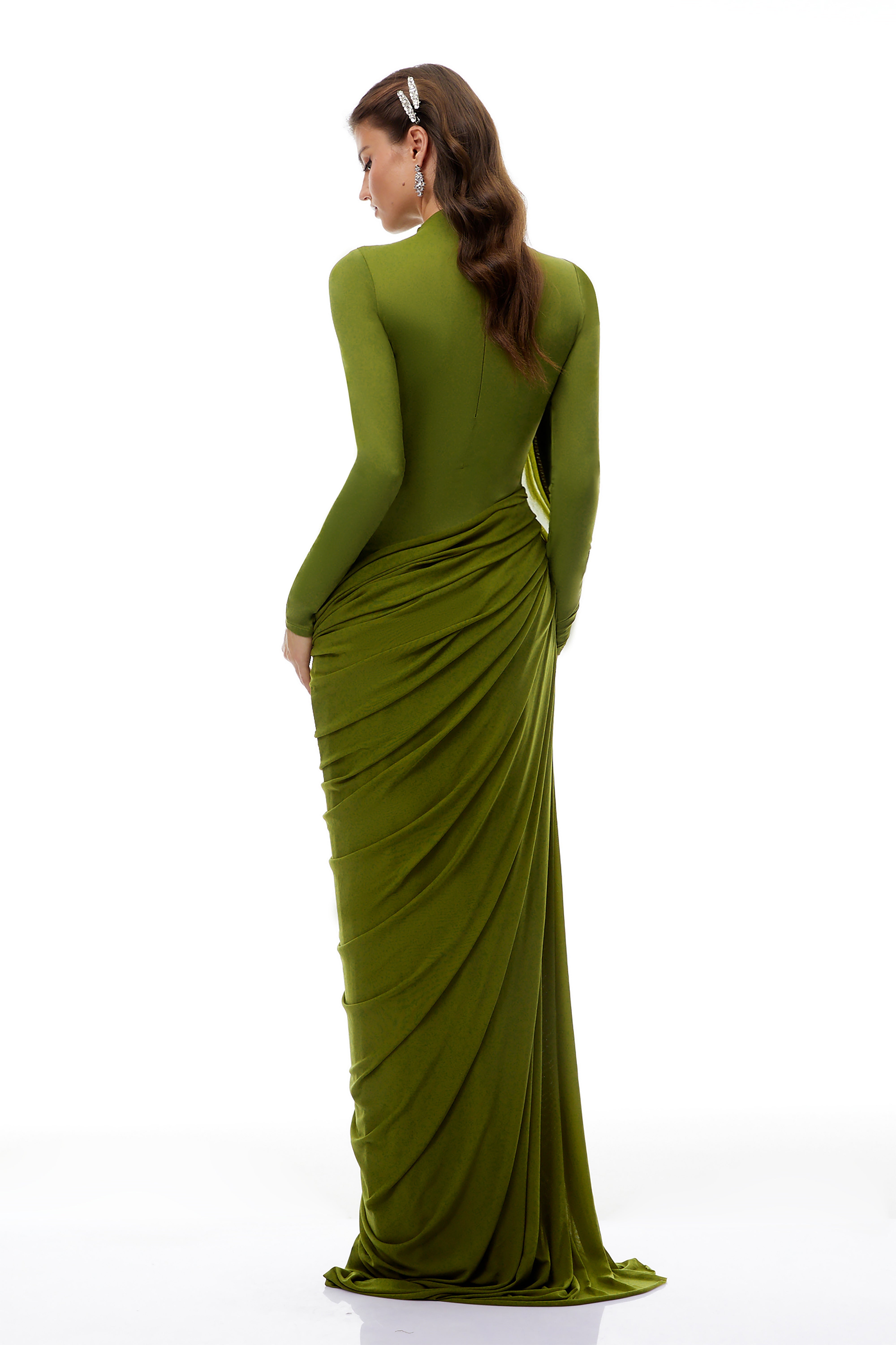 Robe drapée à fronces asymétriques
