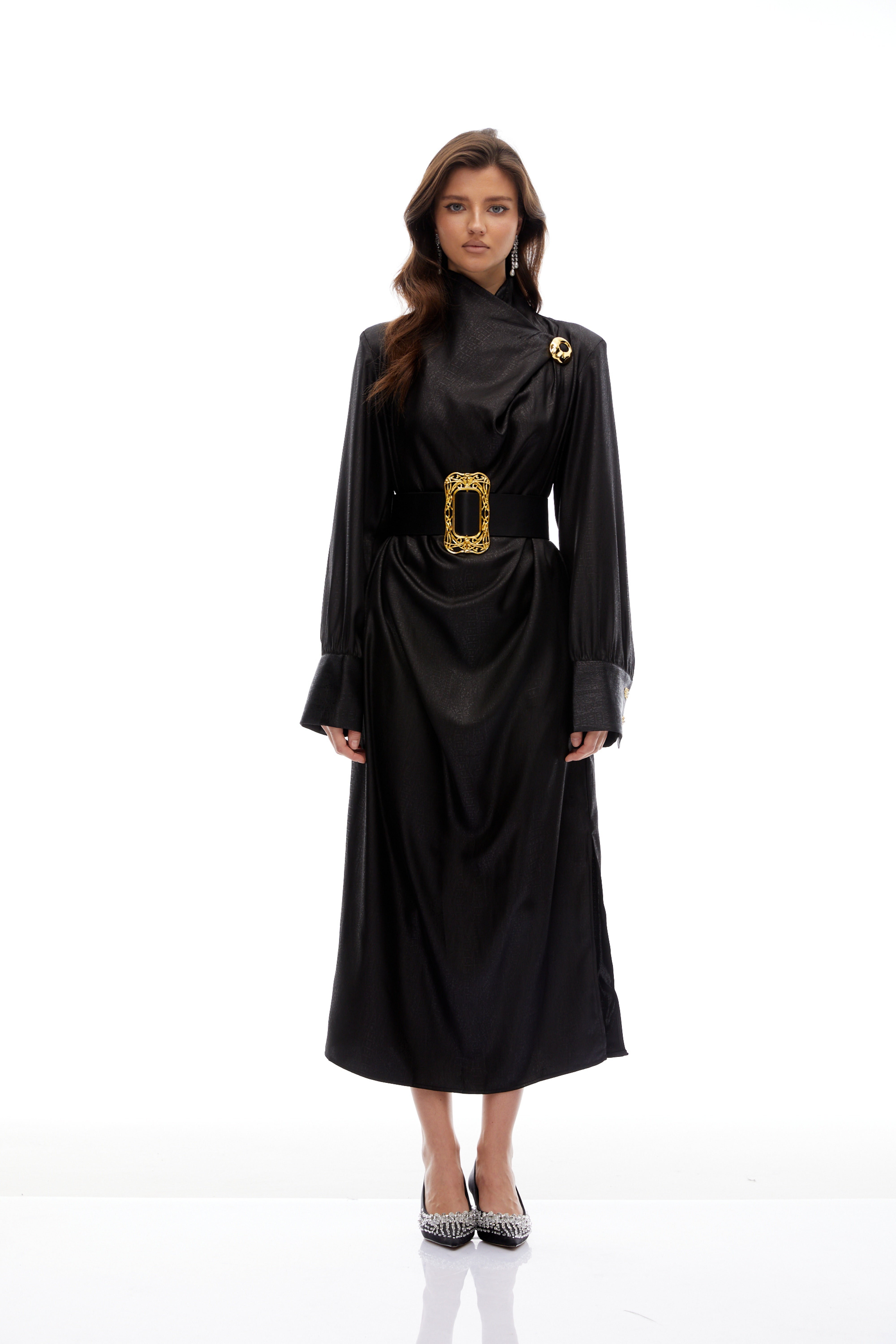 Manteau Frederica en cuir texturé avec ceinture
