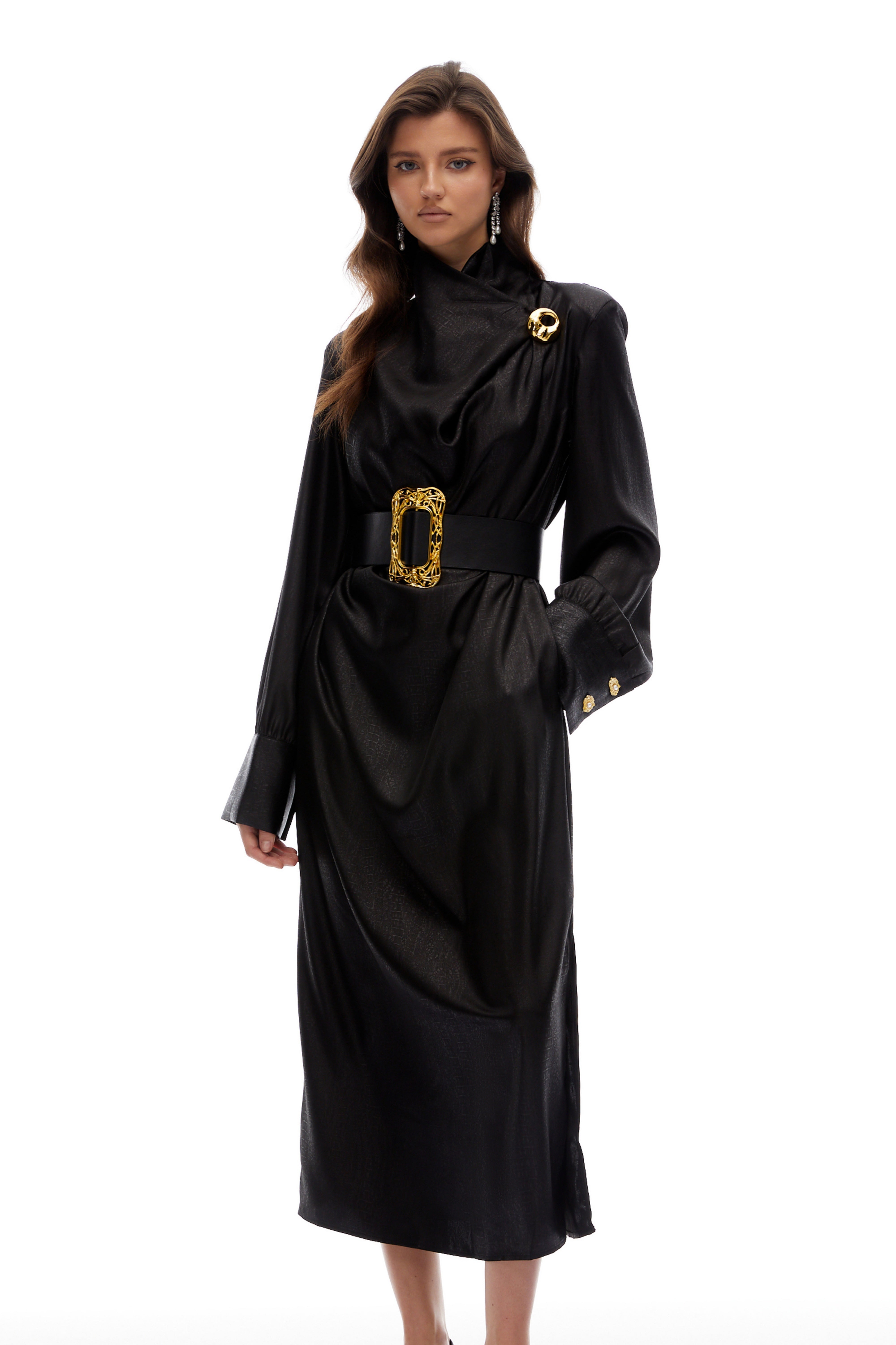 Manteau Frederica en cuir texturé avec ceinture