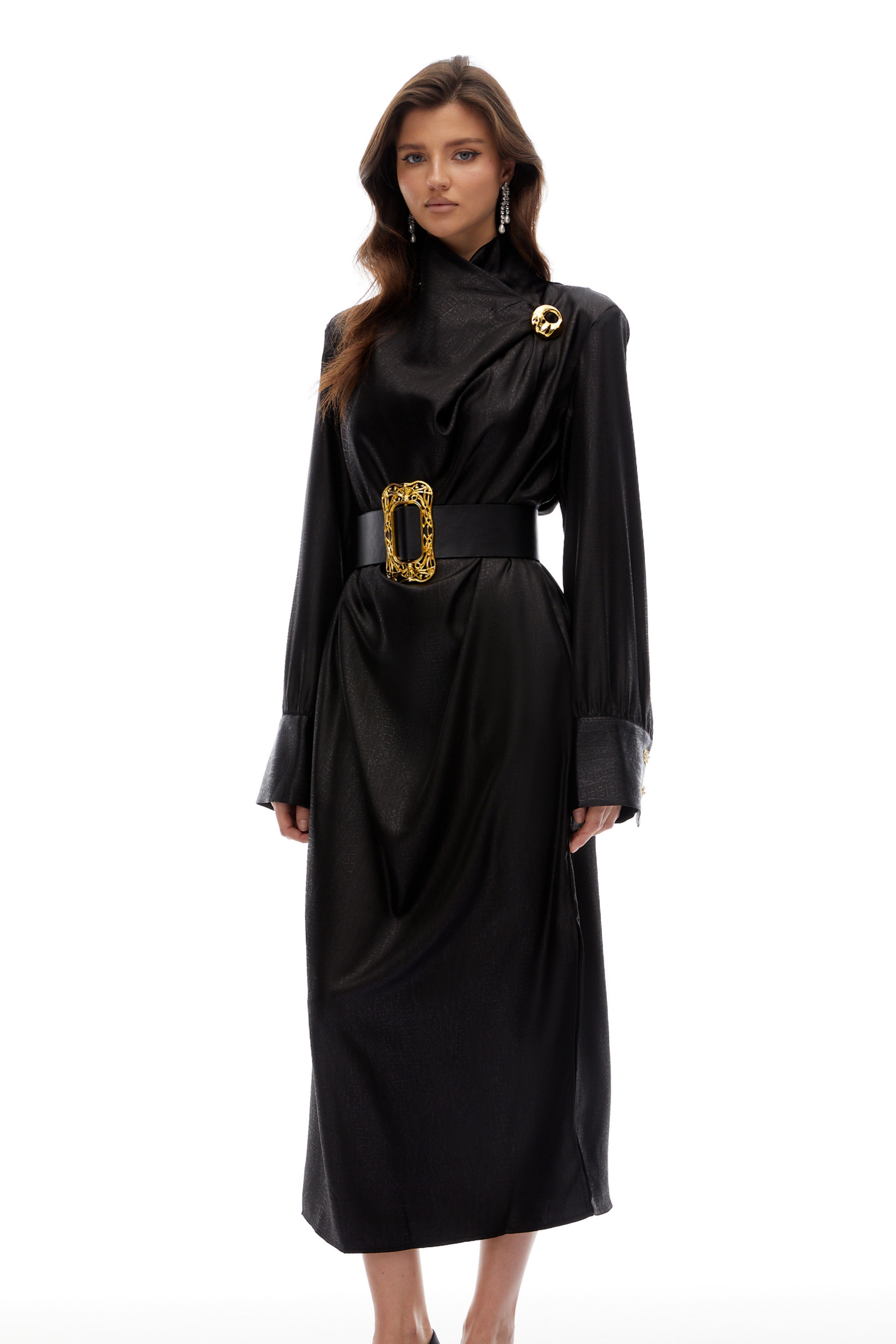 Manteau Frederica en cuir texturé avec ceinture