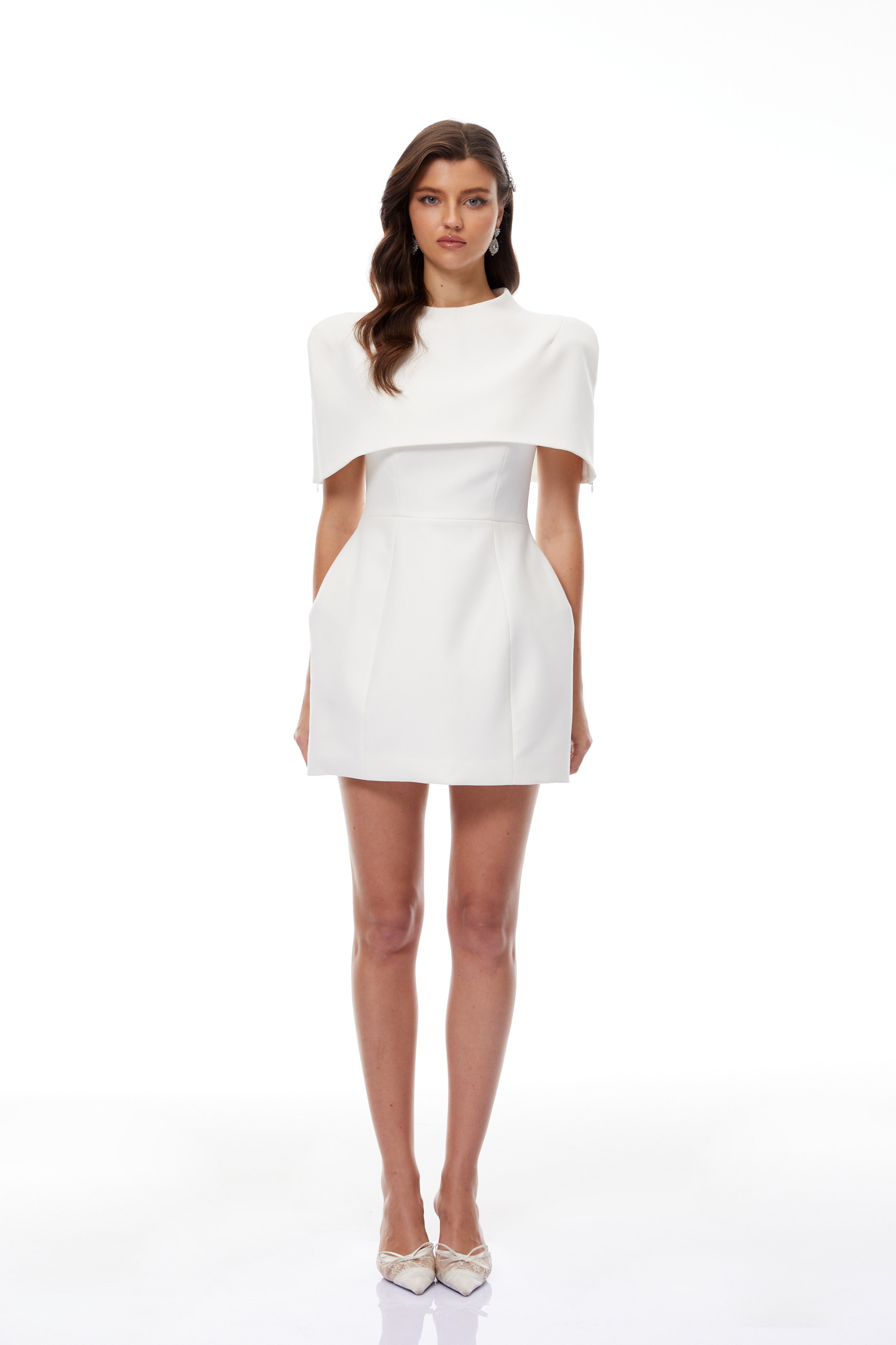 Kristveig White Cape Design Structured Mini Dress (Final Sale-US Only)