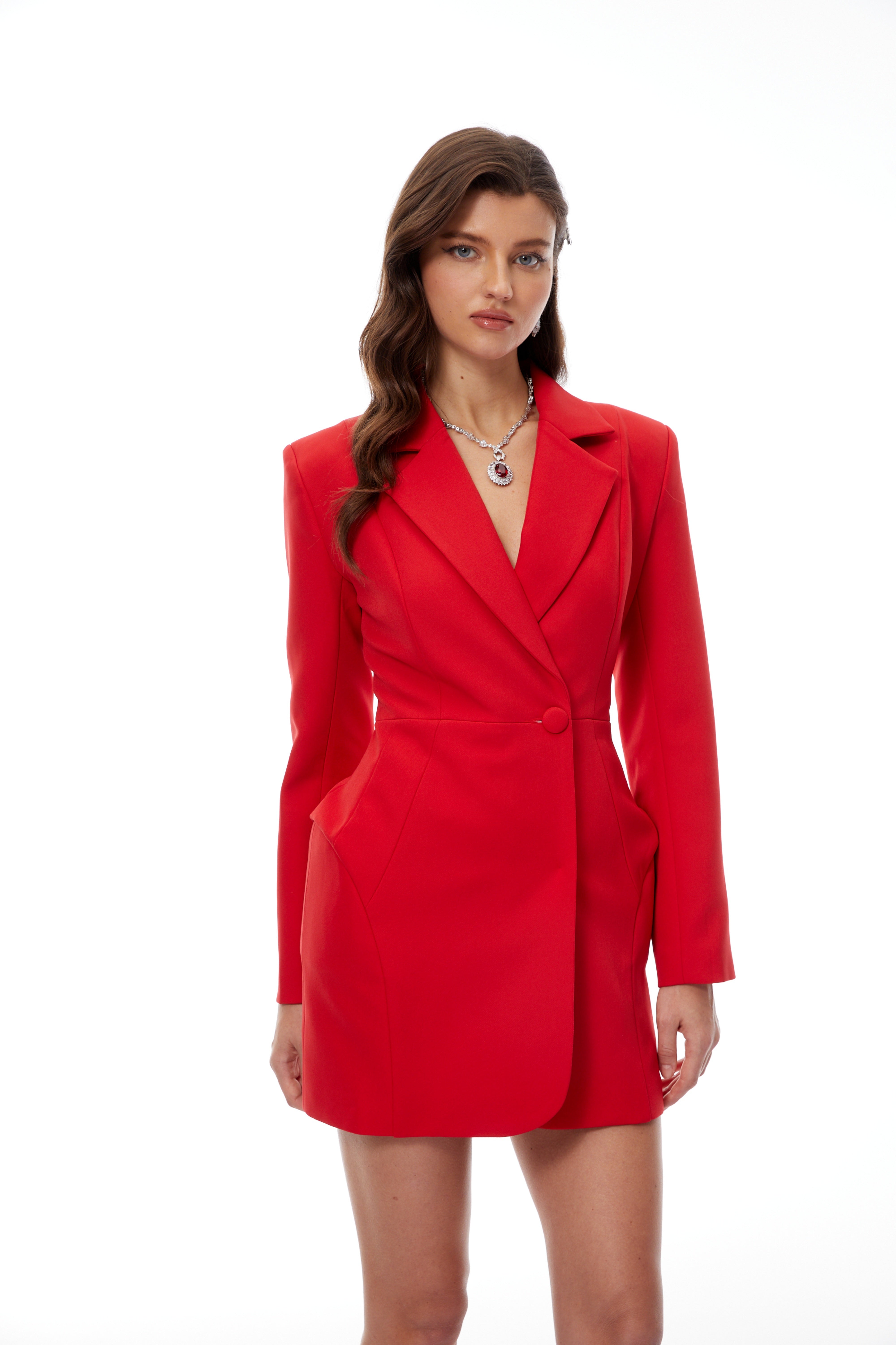 Pálína Red Structured Mini Blazer Dress (Final Sale)