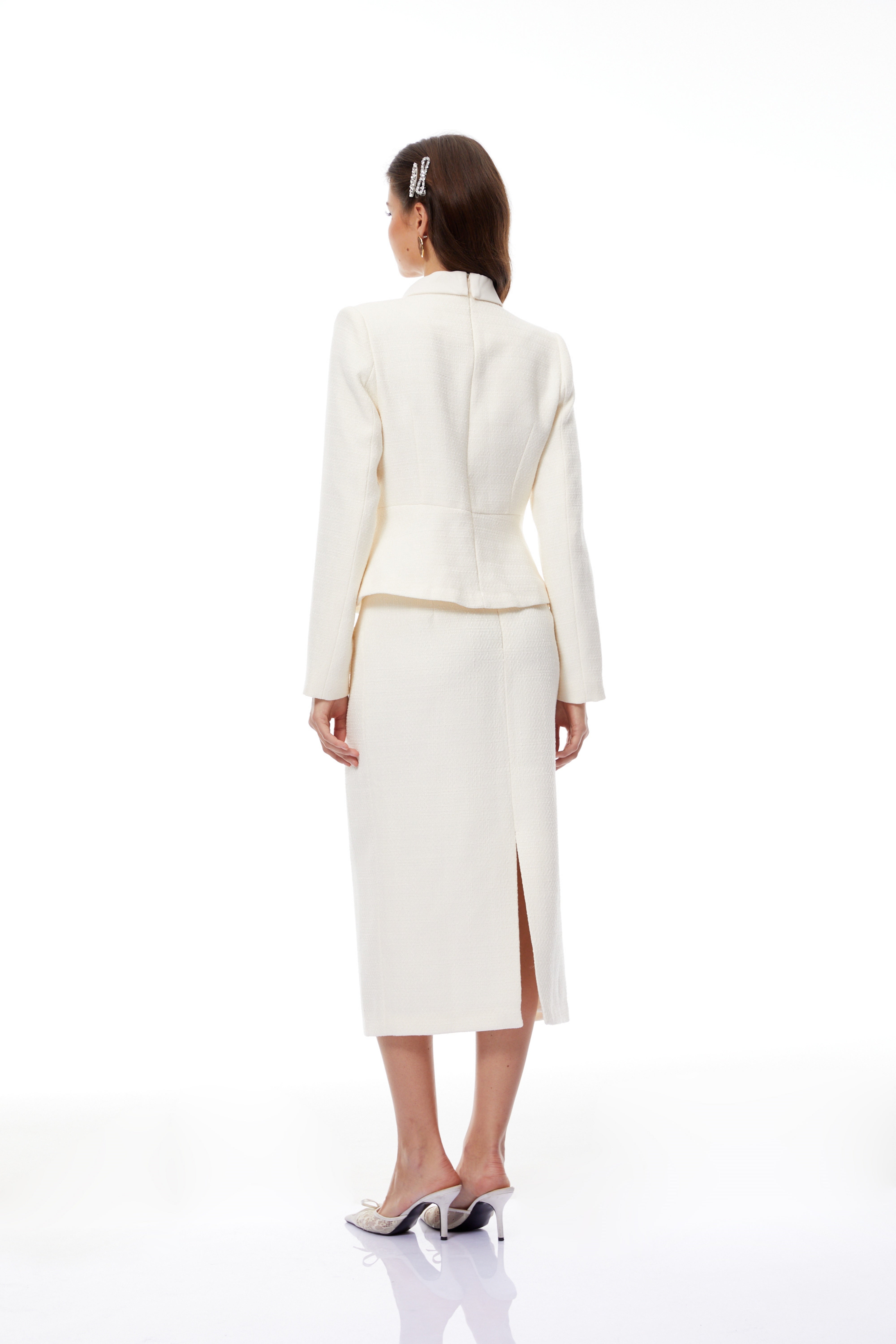 Regina White Crystal Embellished Tweed Jacket & Skirt Set (Final Sale-US Only)