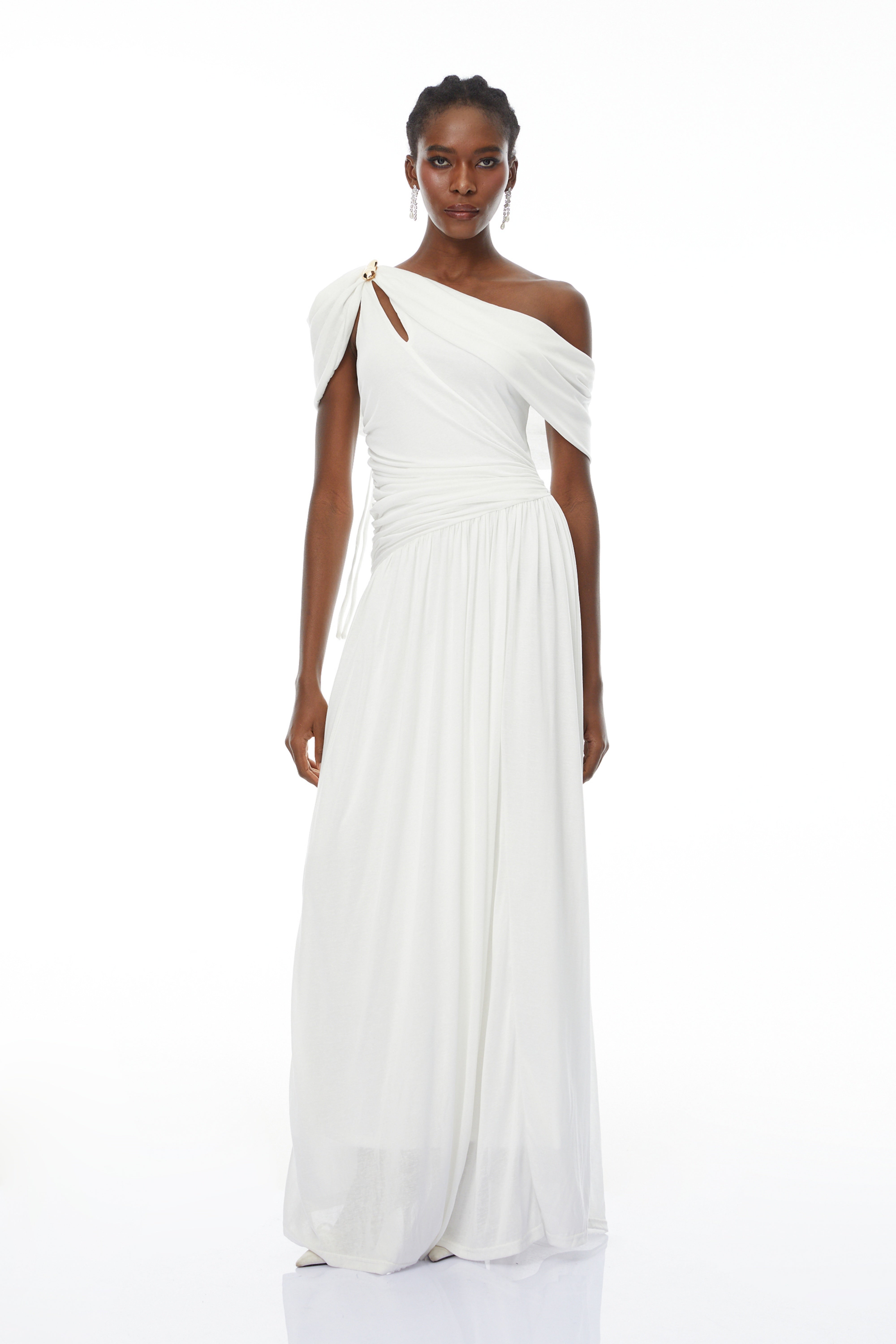 Draped One-shoulder Dress