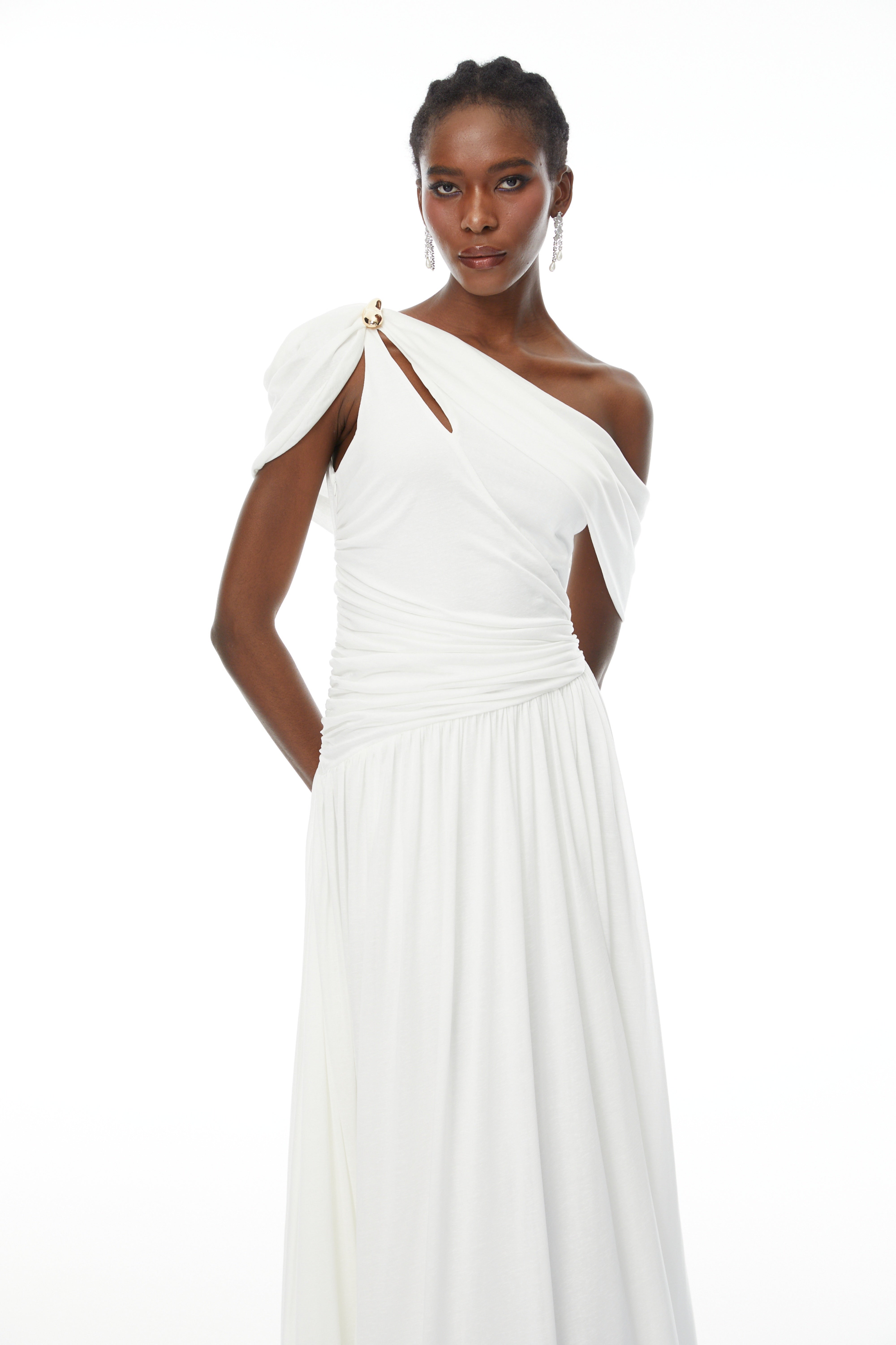 Draped One-shoulder Dress