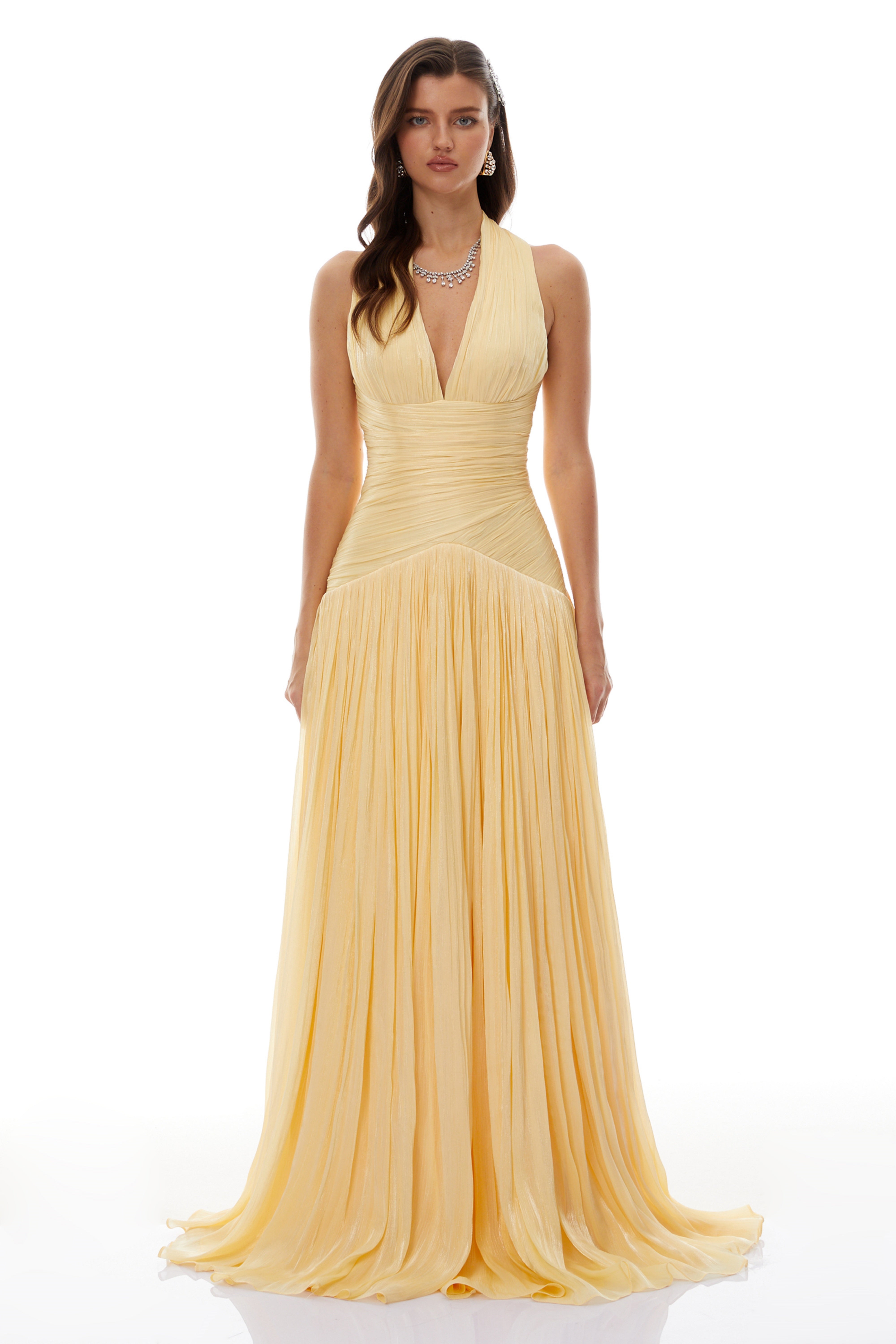 Yellow Gathered Maxi Dress