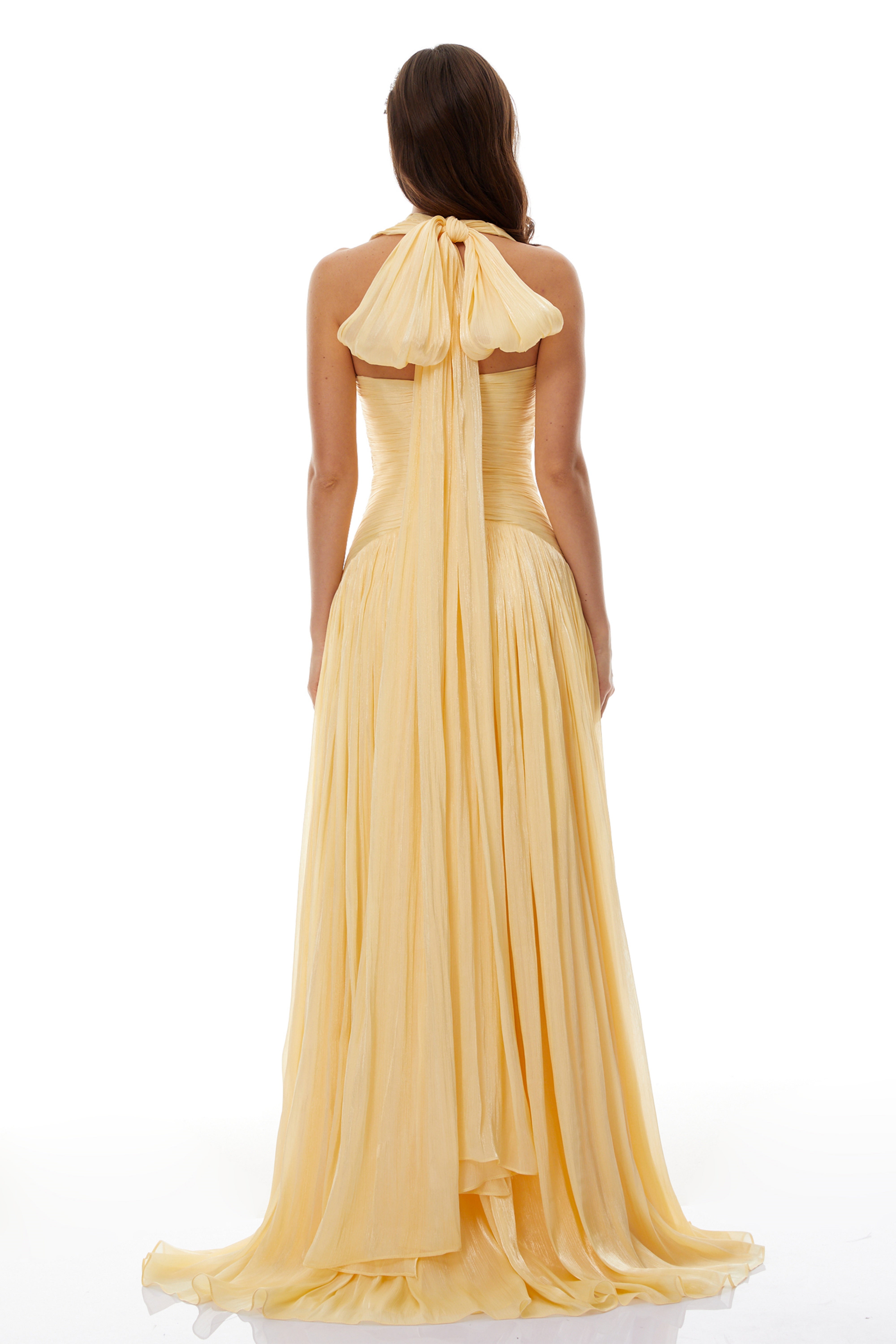 Yellow Gathered Maxi Dress