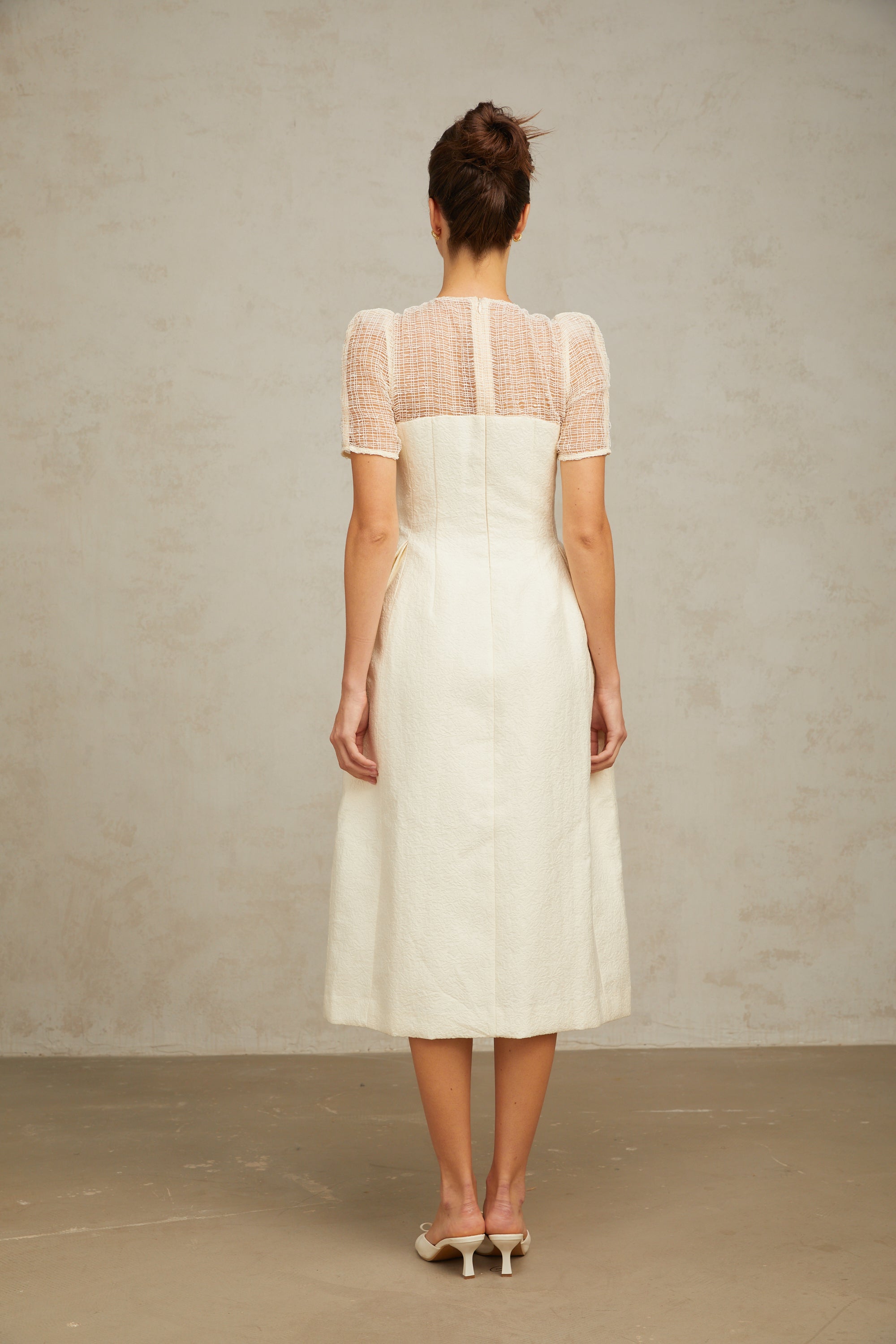 Camille white braid panelled midi dress (Final Sale-US Only)