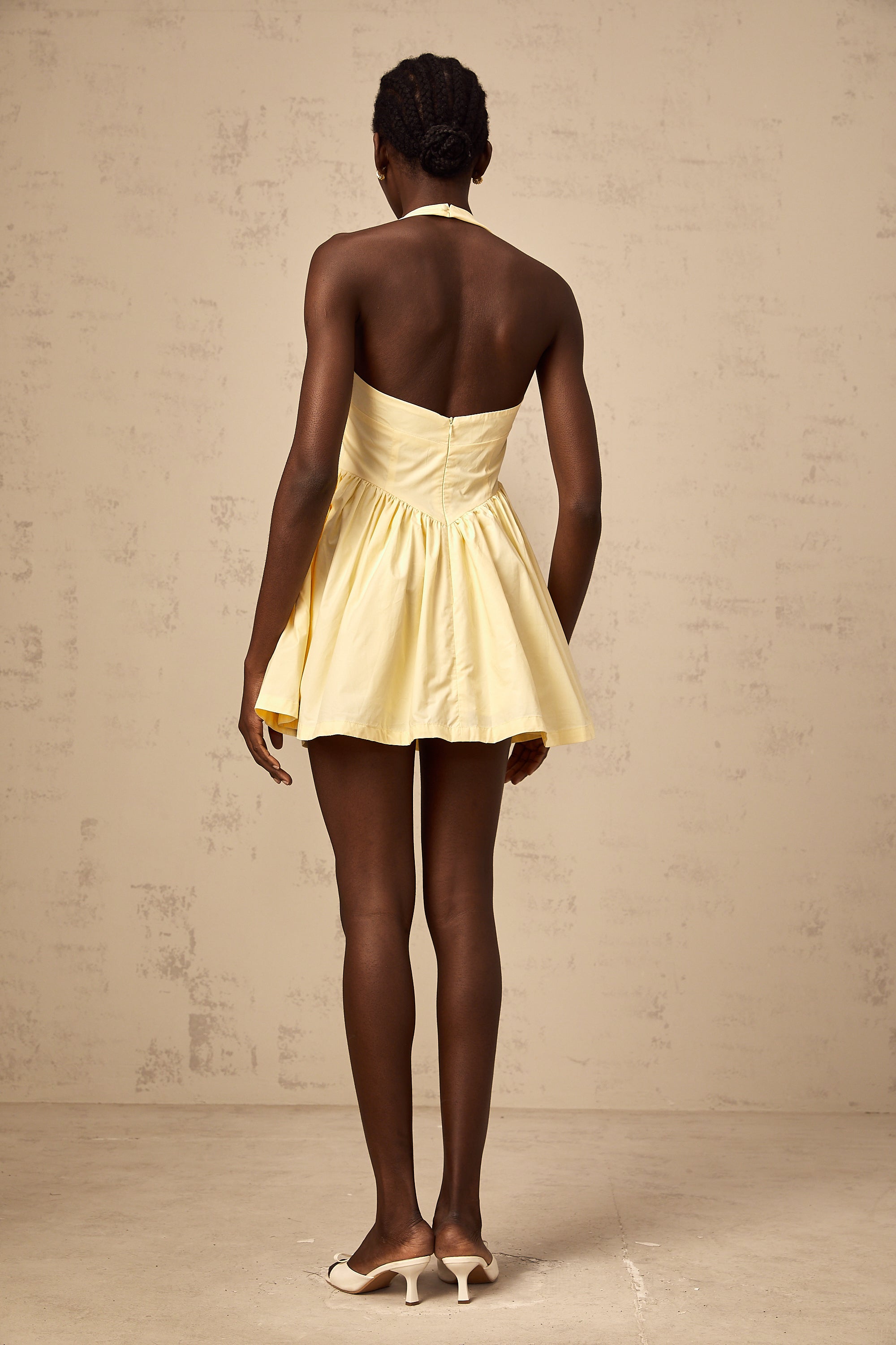 Chloé yellow halterneck flared mini dress(Final Sale)