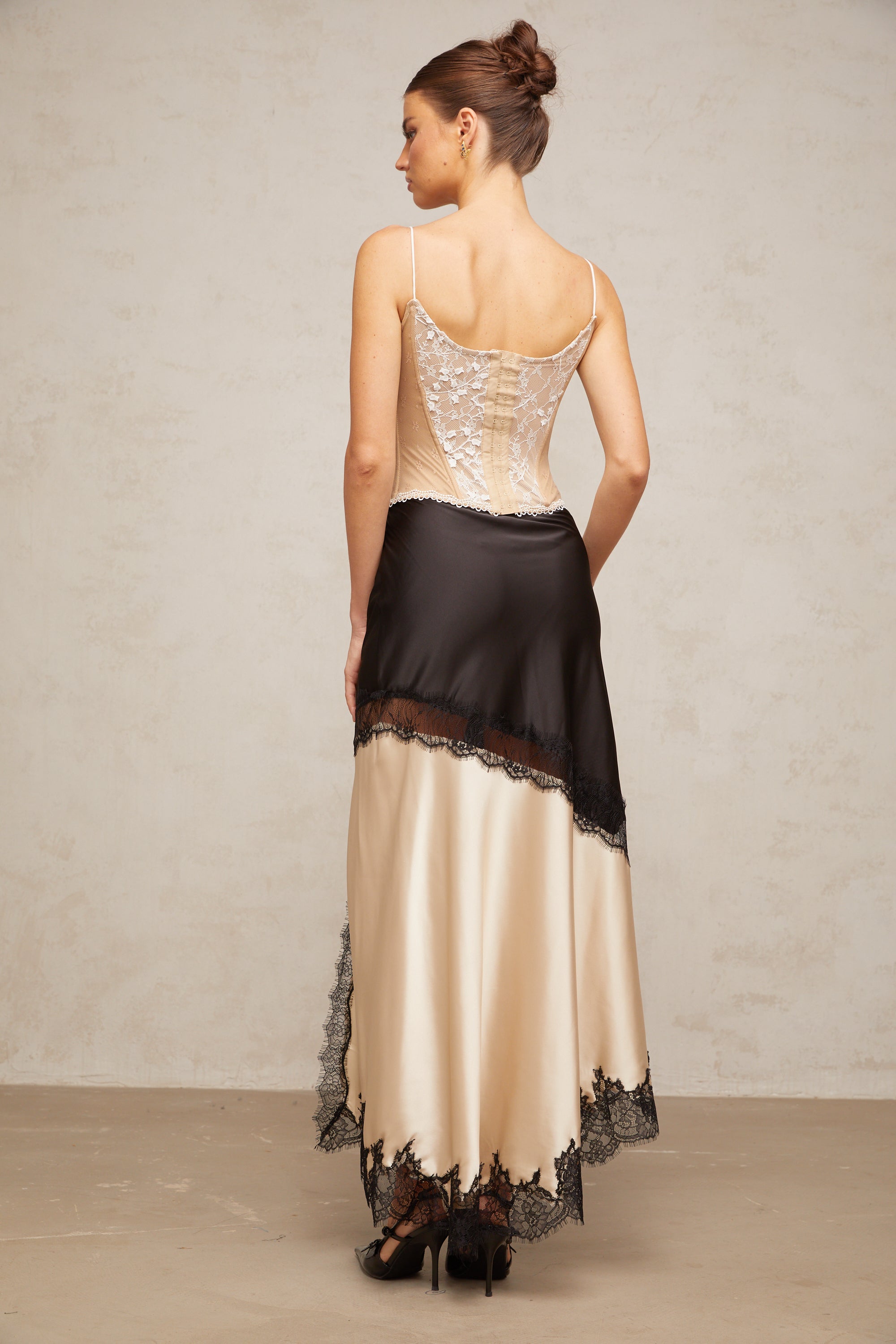 Asymmetrical Satin Midi Skirt