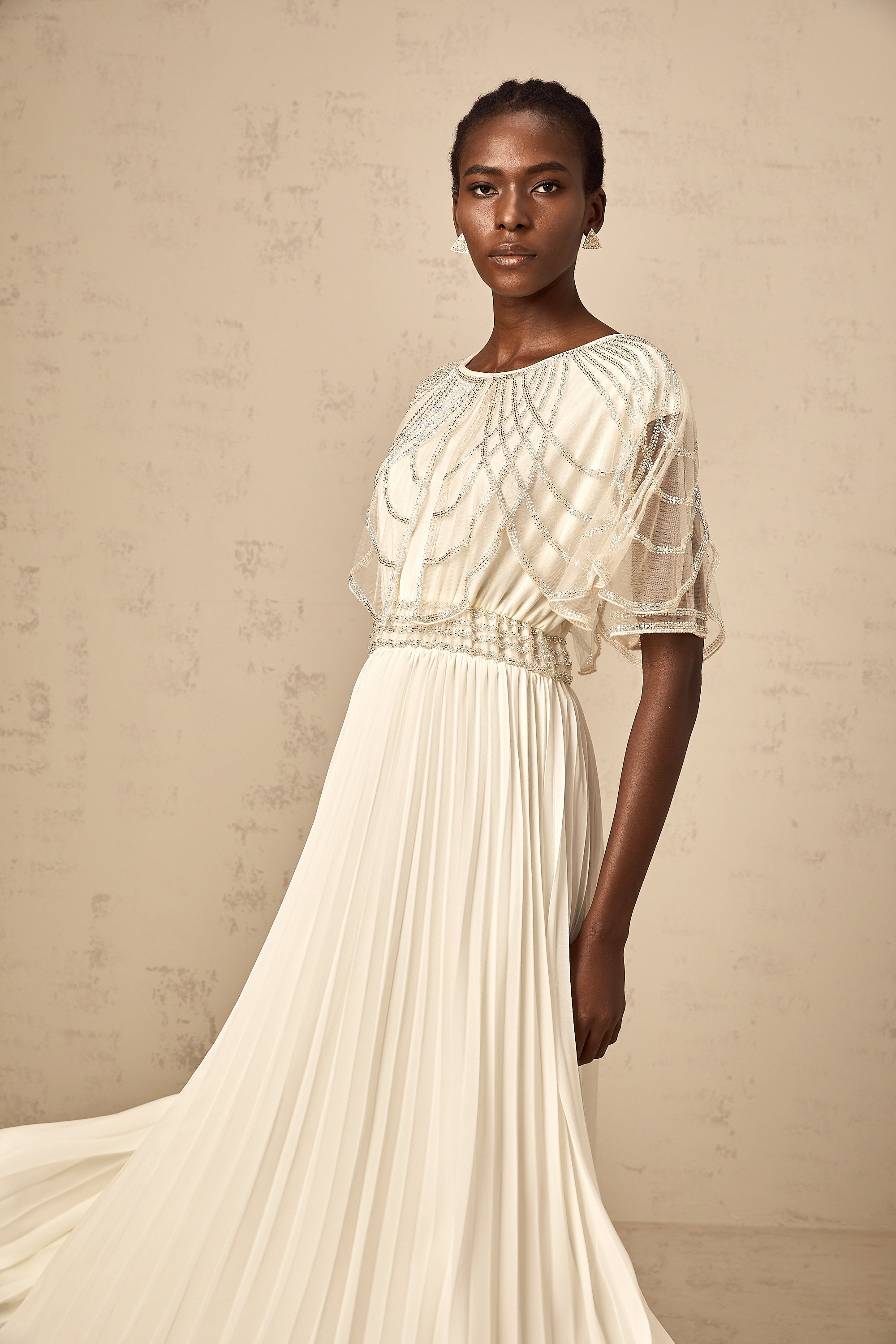 Xénia white crystal-embellished pleated maxi dress (Final Sale)