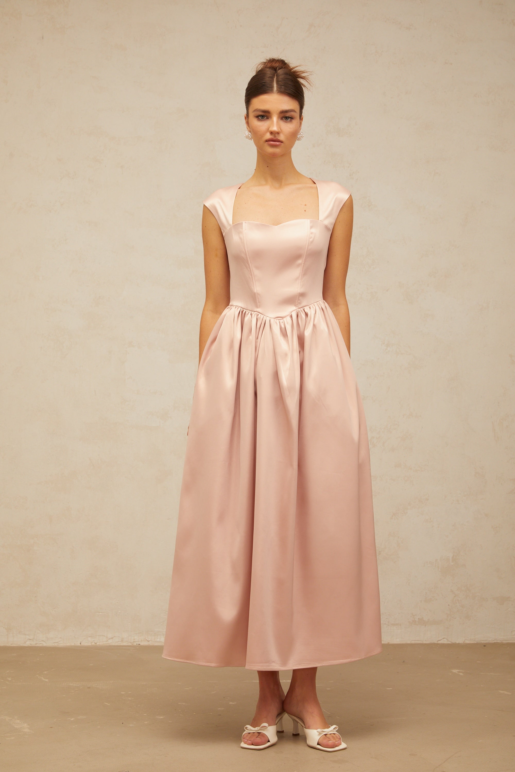 Madeleine pink A-line satin midi dress (Final Sale-US Only)