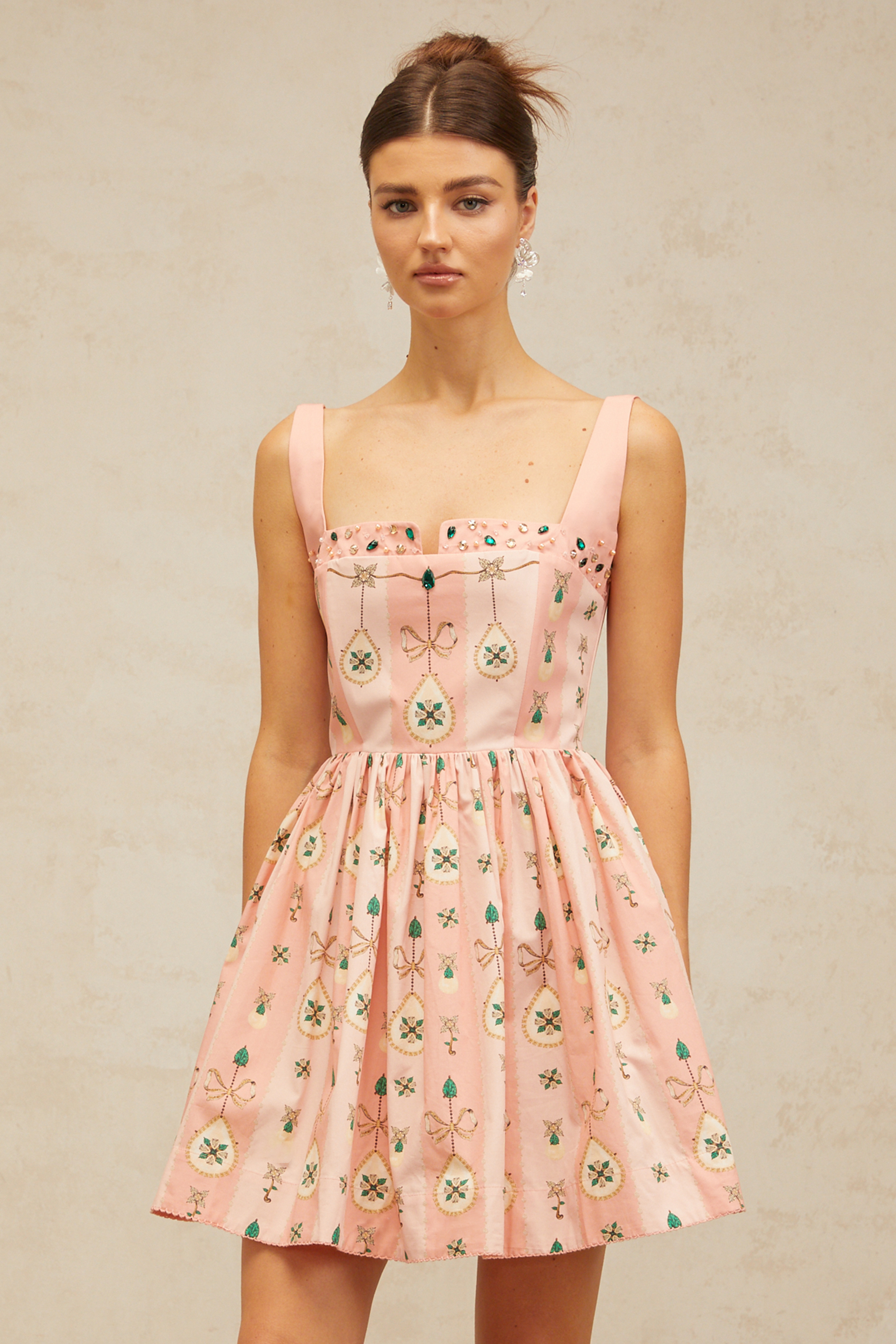 Mini-robe rose à motifs décorés Osanne