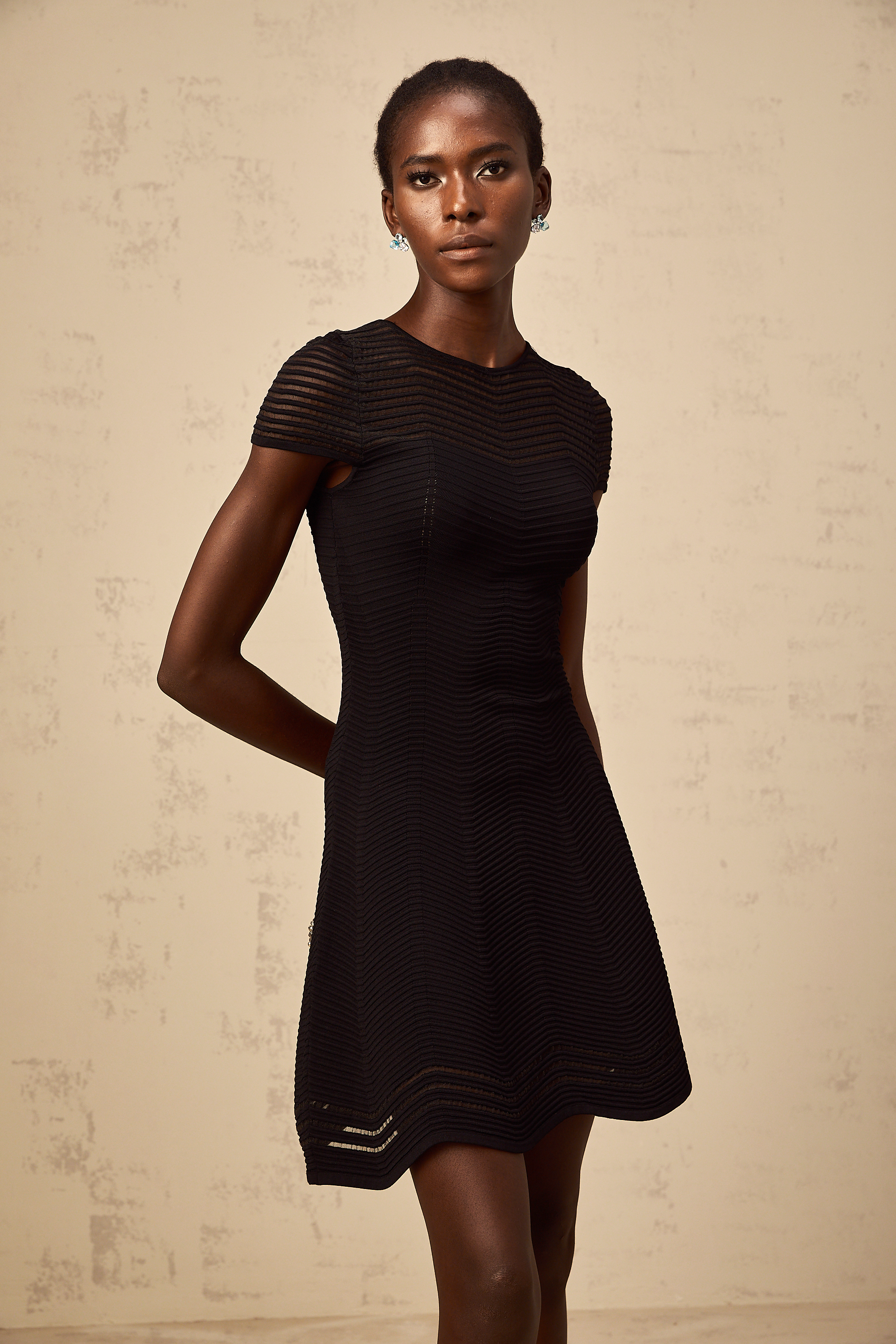Mélisande black wavy-crochet textured mini dress (Final Sale-US Only)