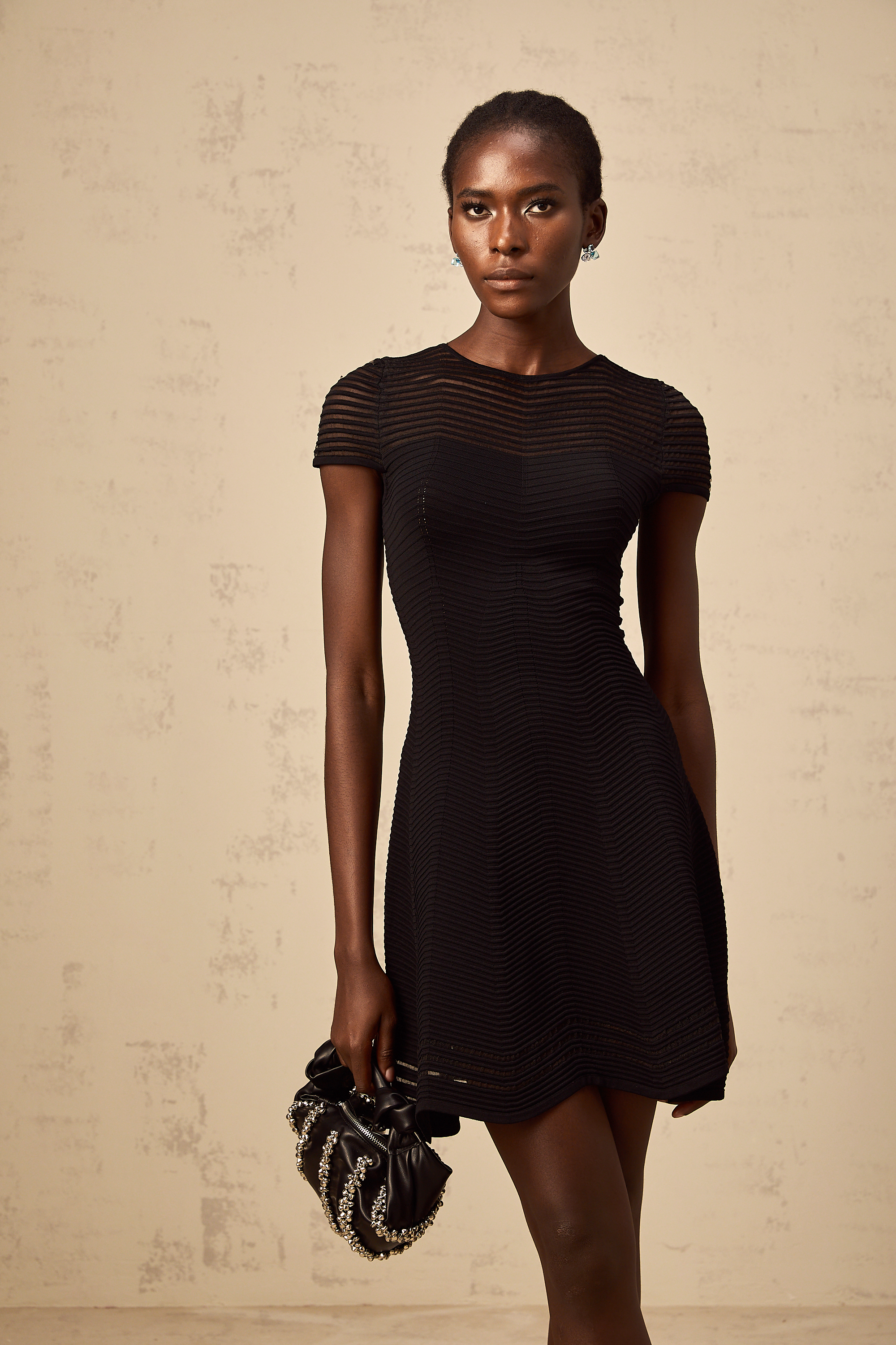 Mélisande black wavy-crochet textured mini dress (Final Sale-US Only)