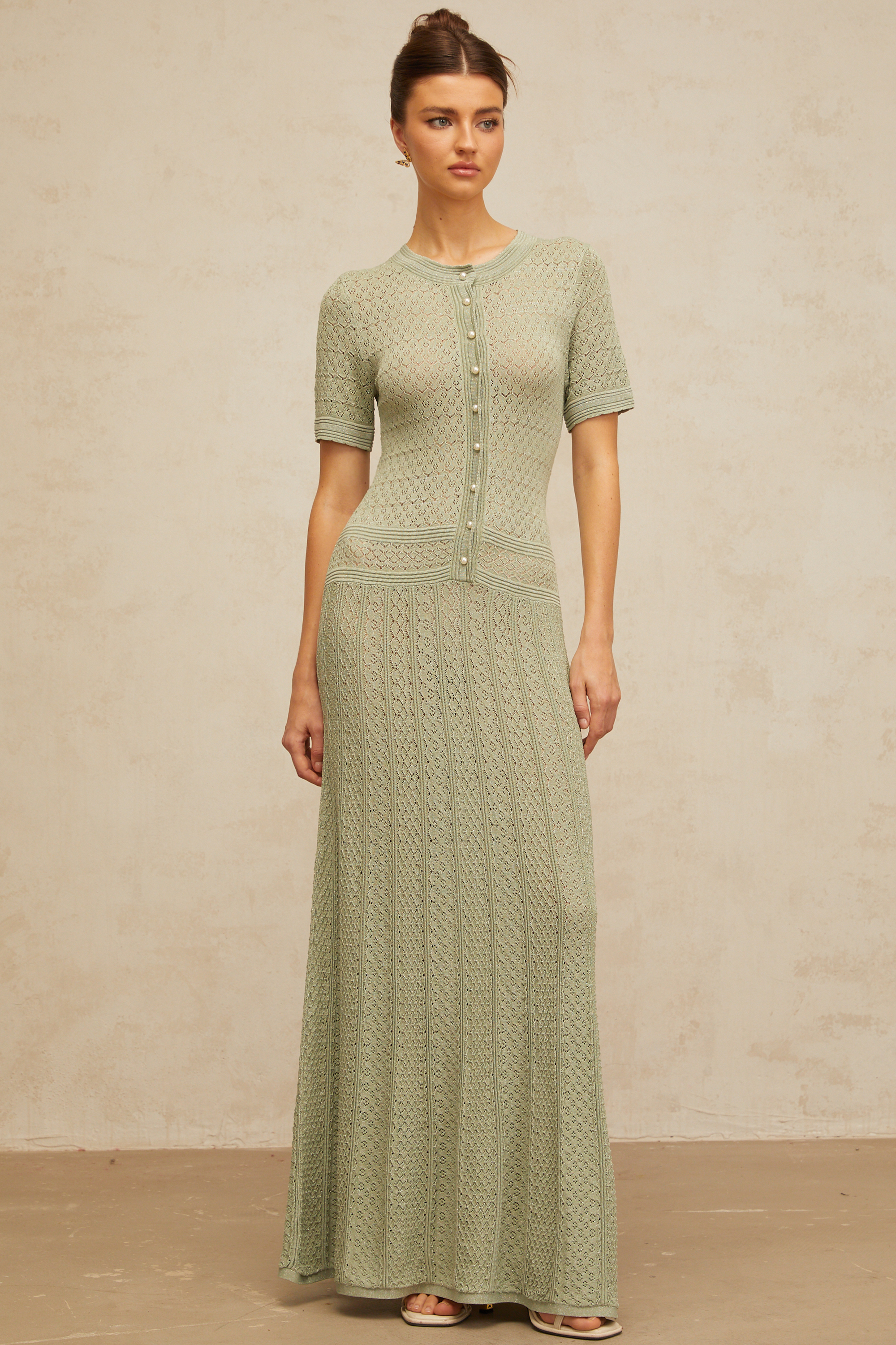 Siena shirred crochet-knit maxi dress (Final Sale-US Only)
