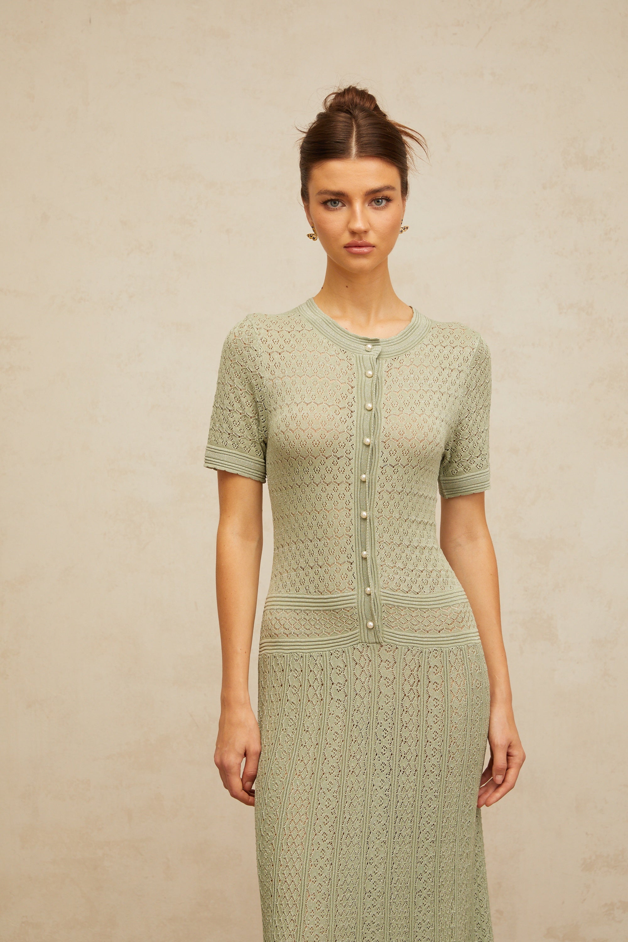 Siena shirred crochet-knit maxi dress (Final Sale-US Only)