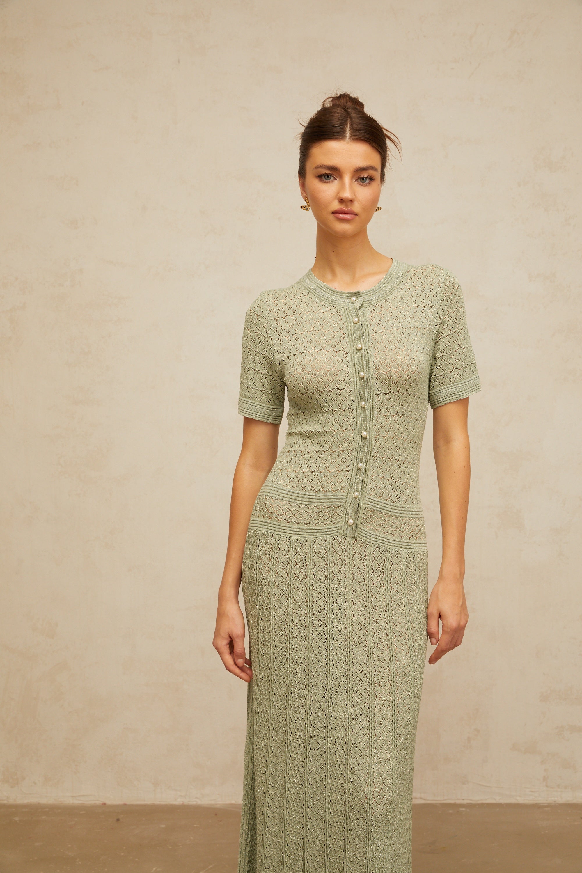 Siena shirred crochet-knit maxi dress (Final Sale-US Only)