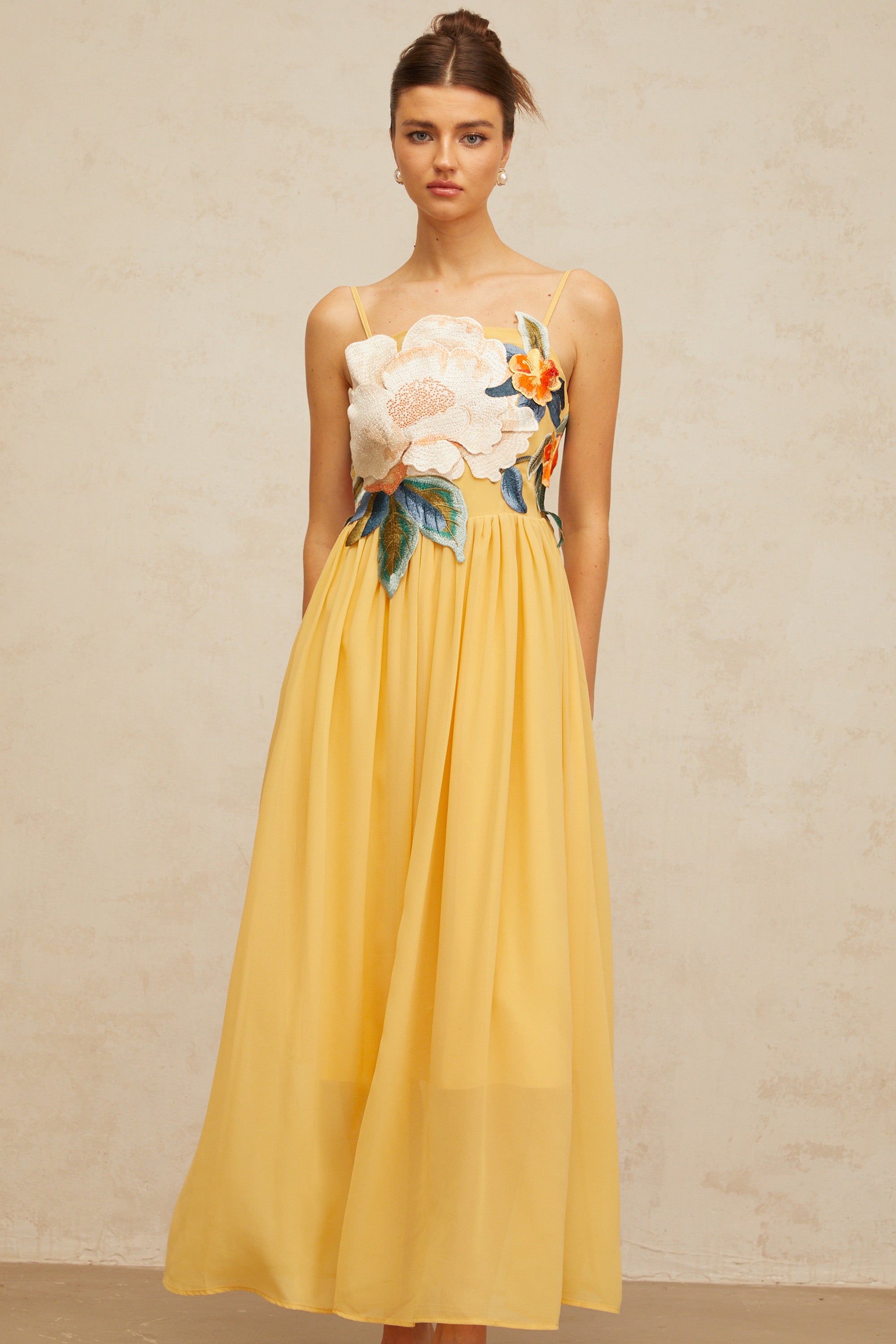 Shirred Floral Maxi Dress
